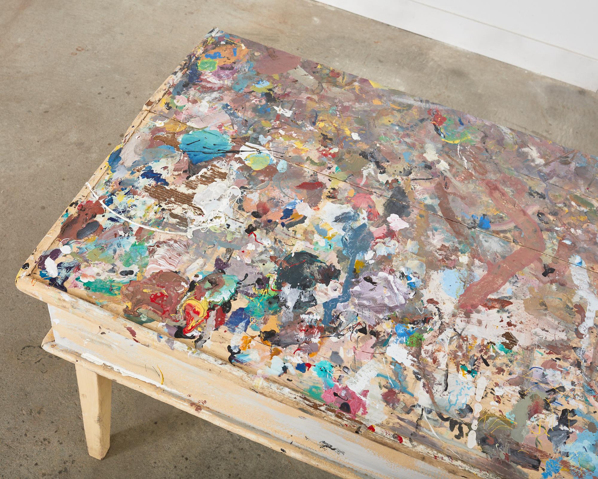 Painted Artist Ira Yeager's Studio Painting Palette Work Table For Sale