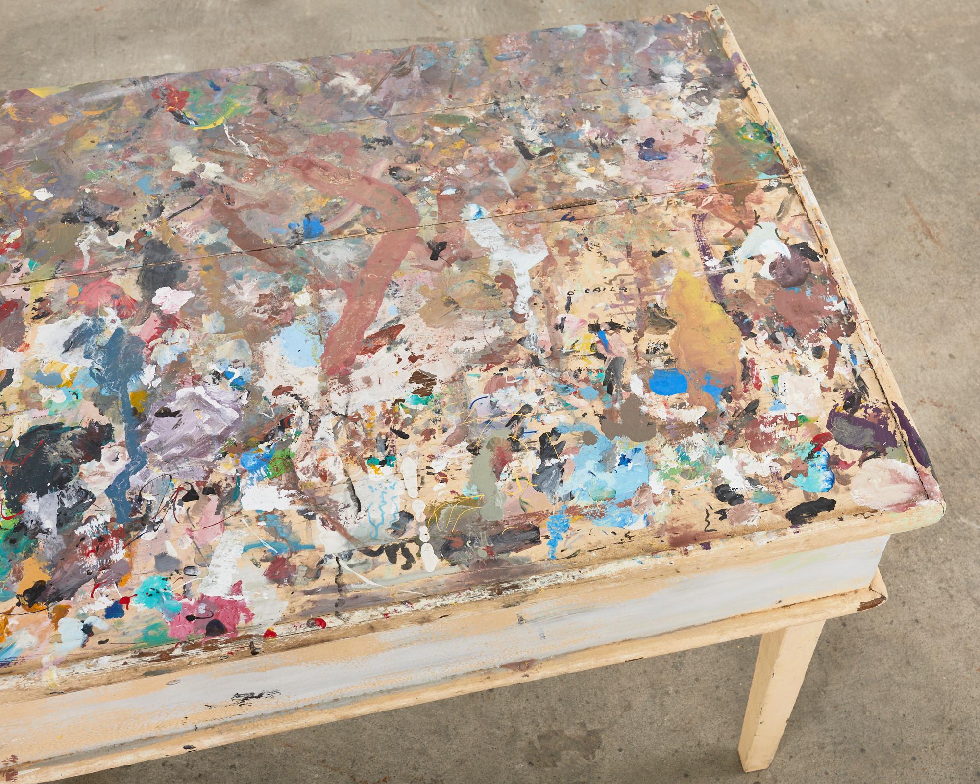 Künstler Ira Yeager's Studio Painting Palette-Arbeitstisch im Zustand „Starke Gebrauchsspuren“ im Angebot in Rio Vista, CA