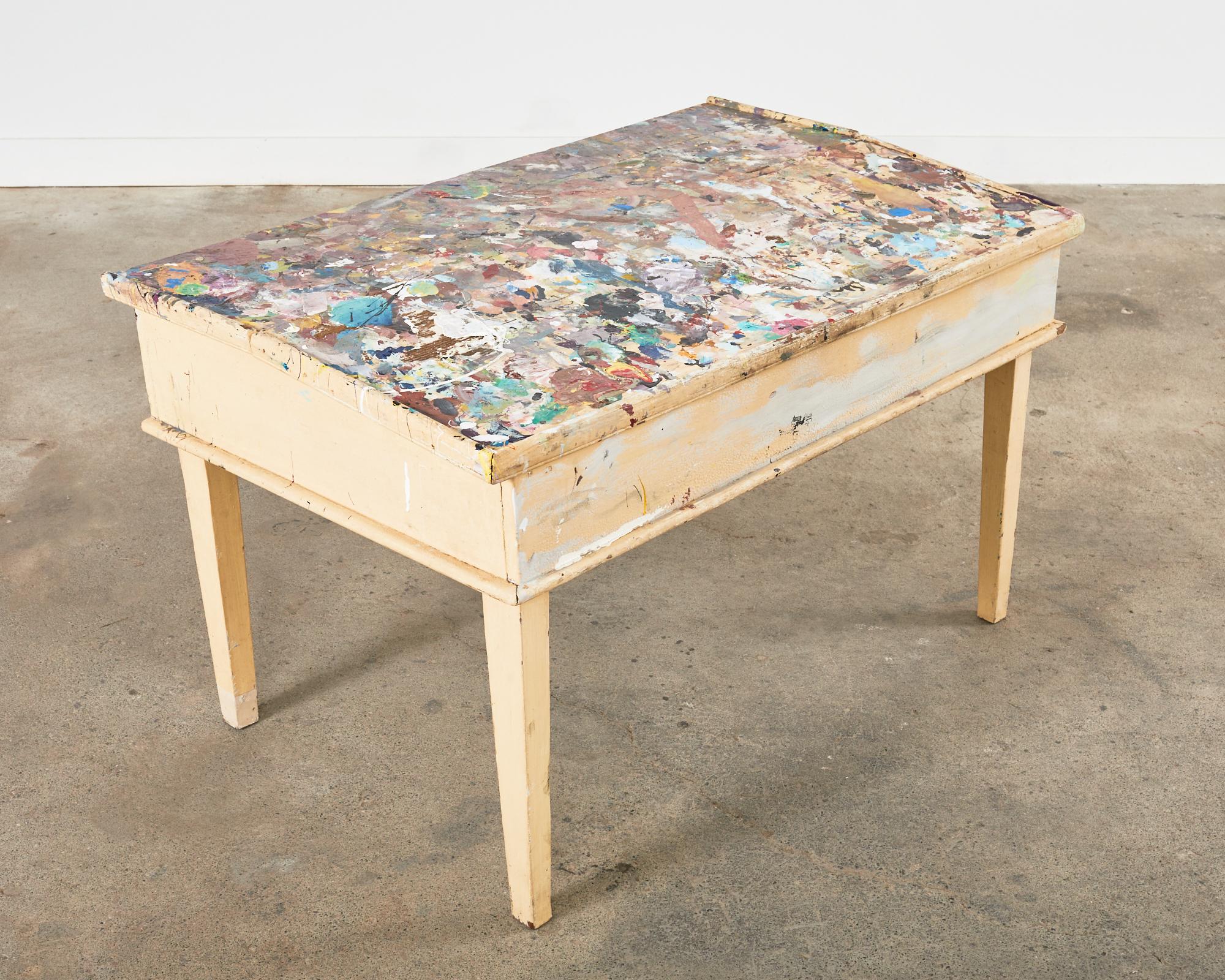 Wood Artist Ira Yeager's Studio Painting Palette Work Table For Sale