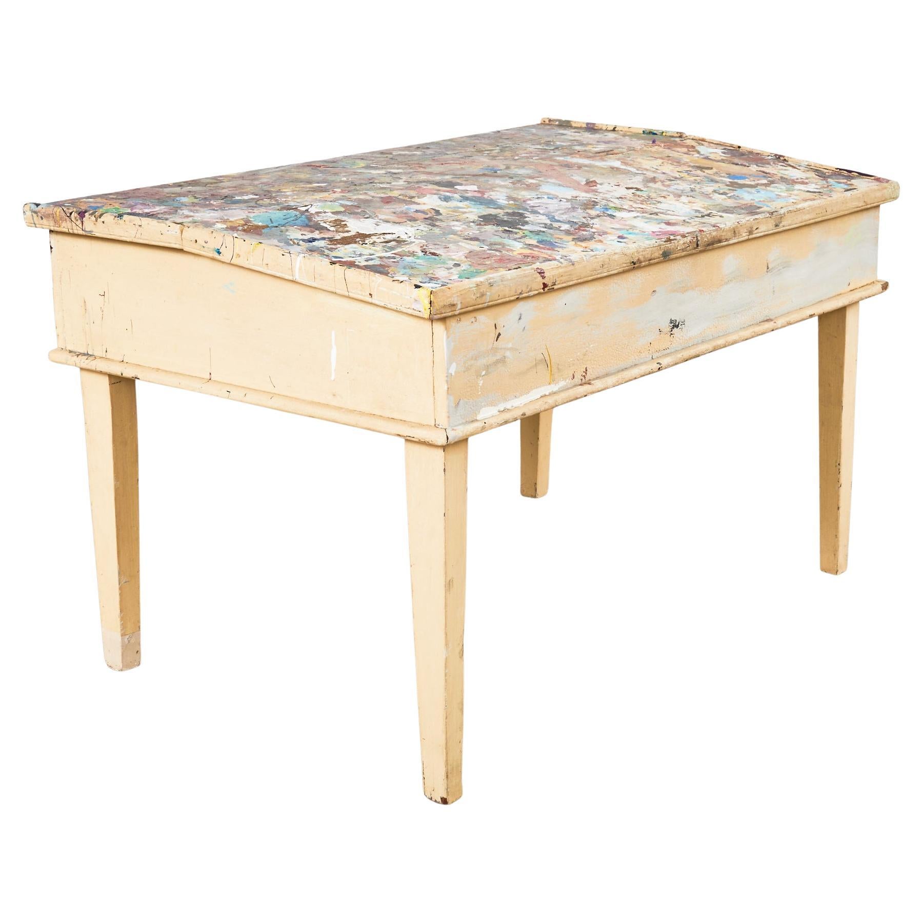 Mesa de trabajo de la paleta de pintura del Studio A del artista Ira Yeager en venta