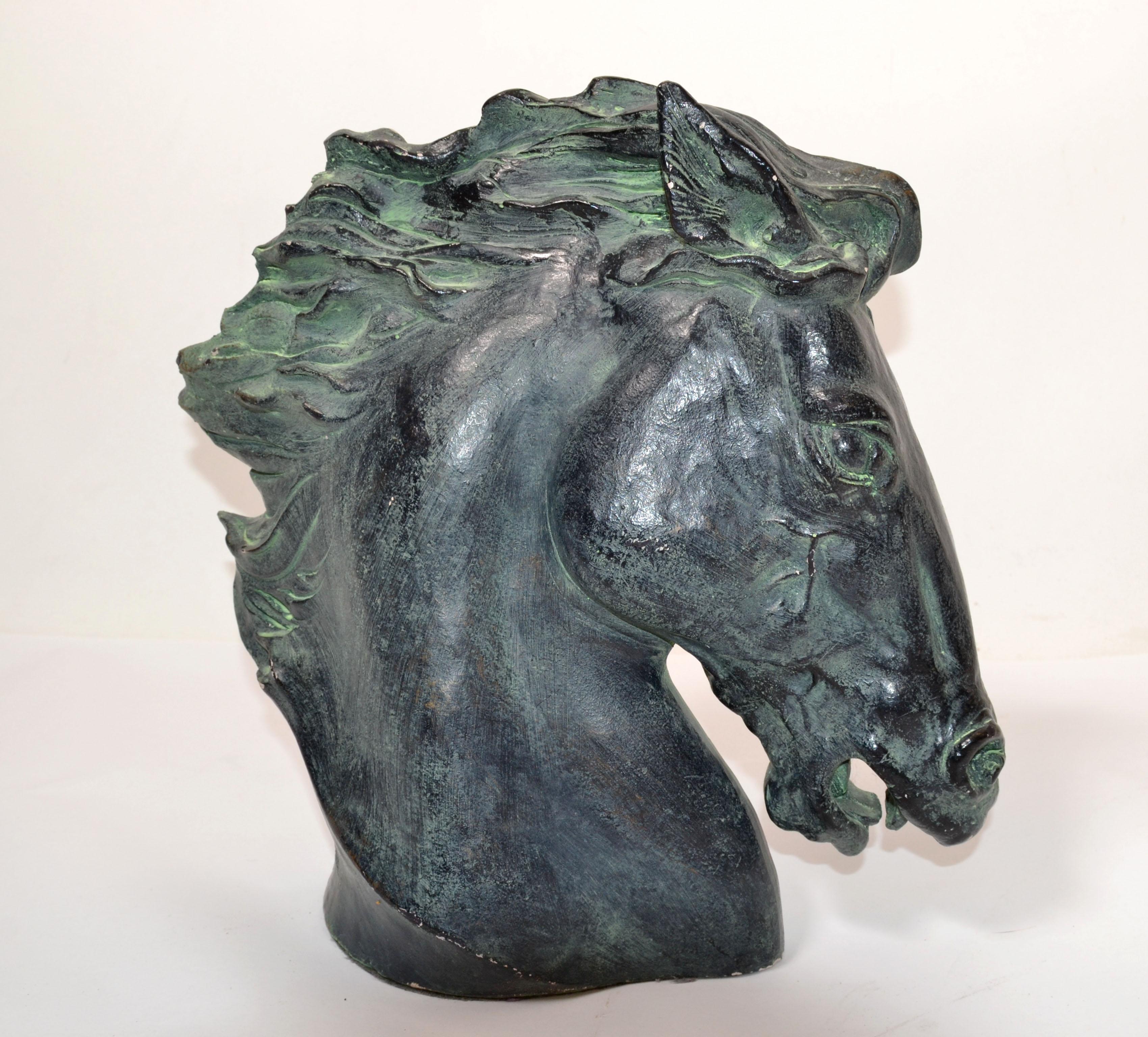 Artist J. Spratt Horse Head 'Flaming Mane' Bronze Finish on Plaster Austin Prod 1
