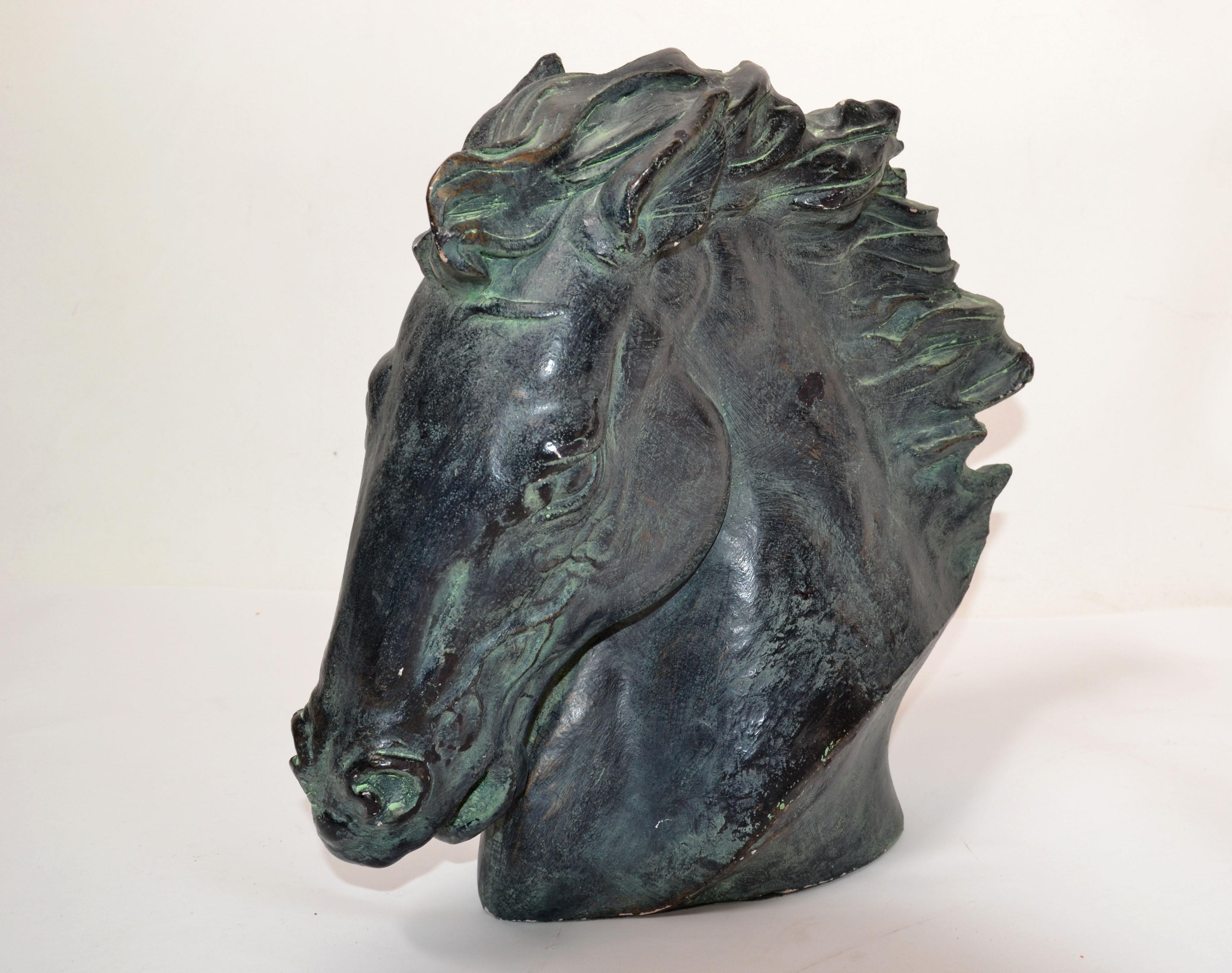Artist J. Spratt Horse Head 'Flaming Mane' Bronze Finish on Plaster Austin Prod 2