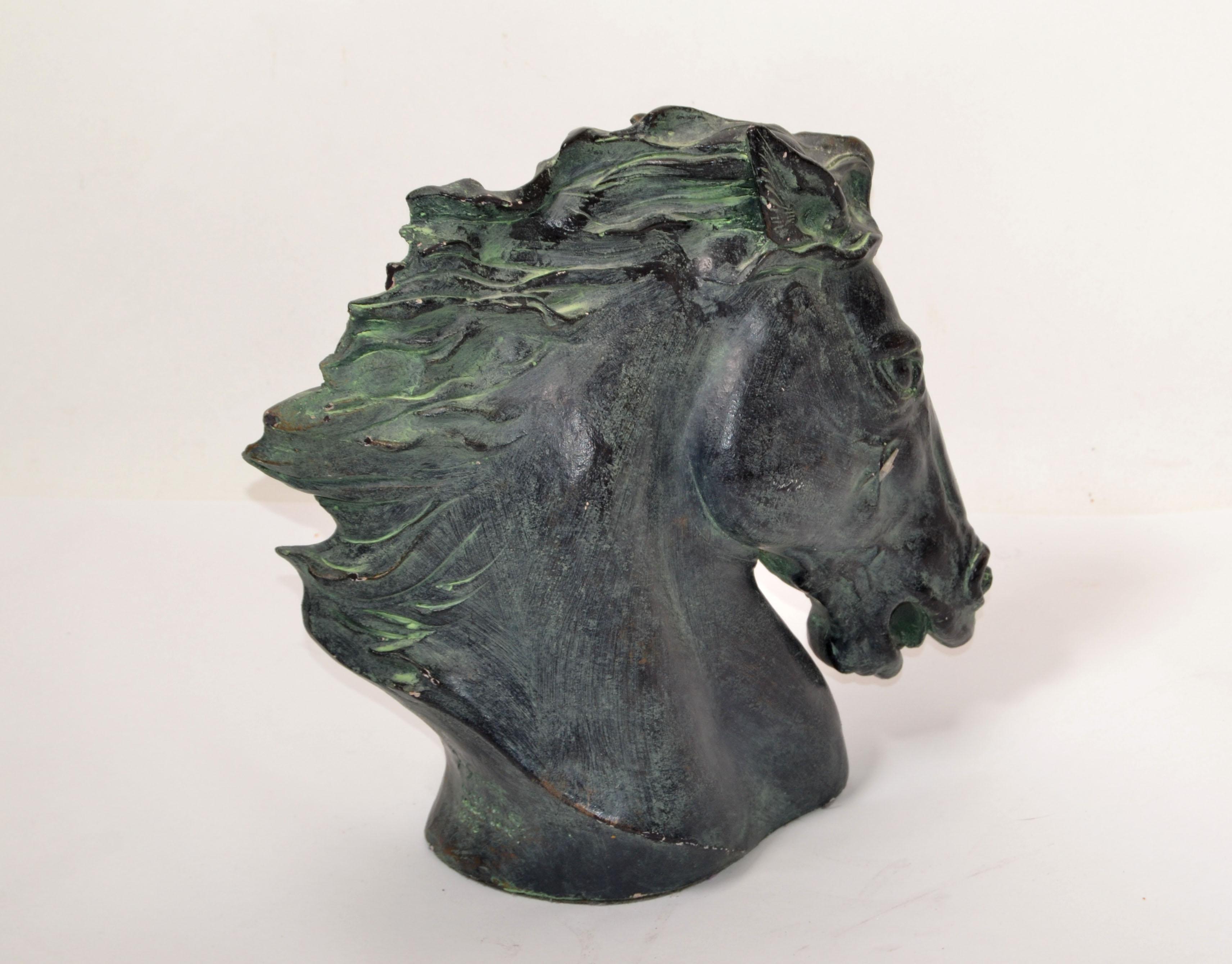 American Artist J. Spratt Horse Head 'Flaming Mane' Bronze Finish on Plaster Austin Prod