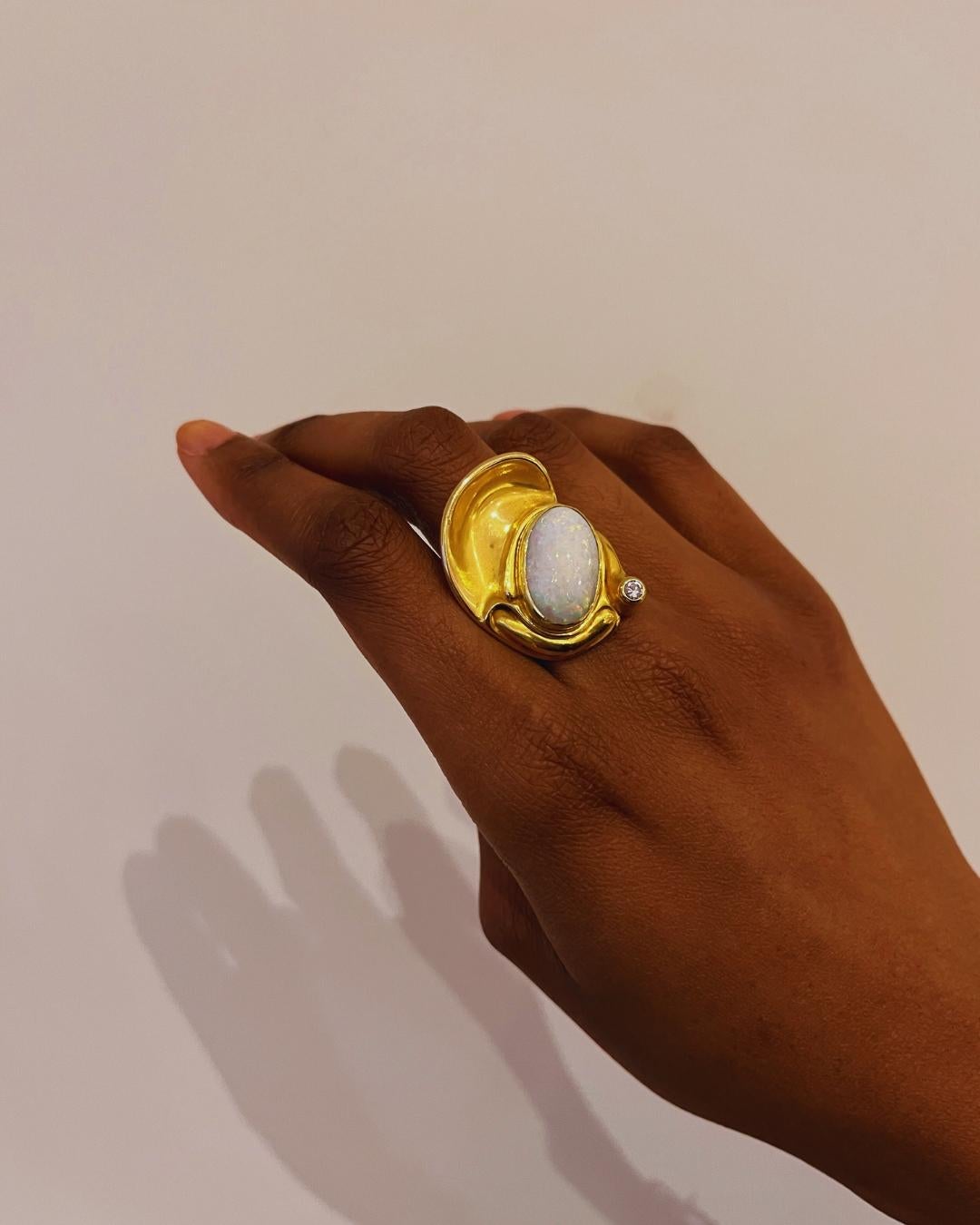 Cabochon Artist Jewel Claude Wesel for Fernand Demaret Opal For Sale