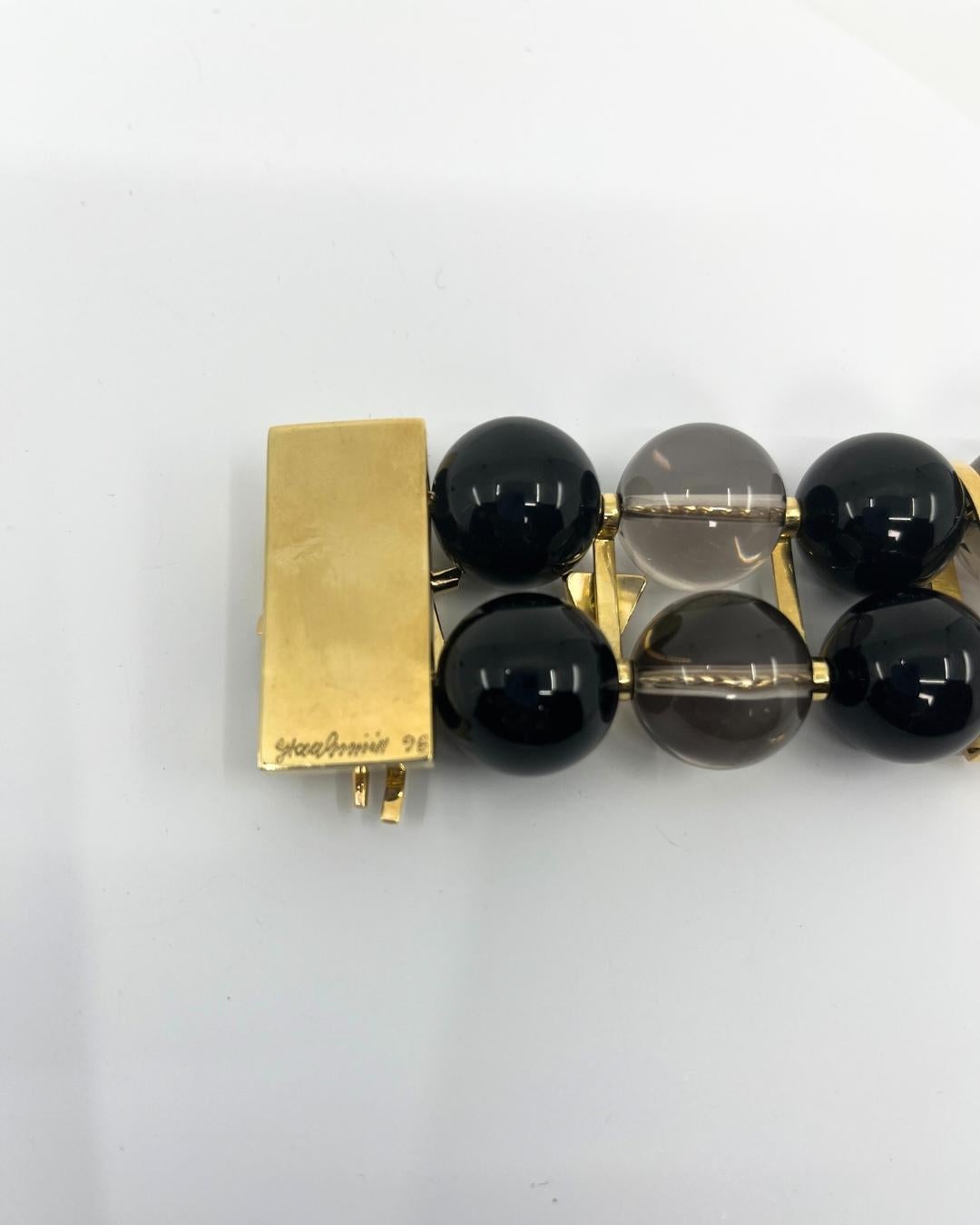 Artist Jewel Giorgio Facchini Rauchquarz, Diamant, Goldperlenarmband 1998 im Zustand „Hervorragend“ im Angebot in New York, NY