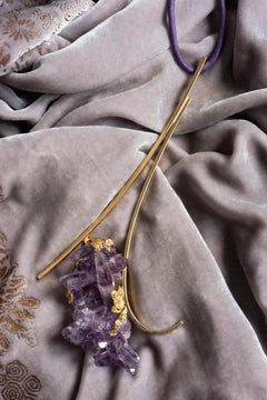Artist Jewel - Roland Schad Rough Amethyst and Gold Pendant