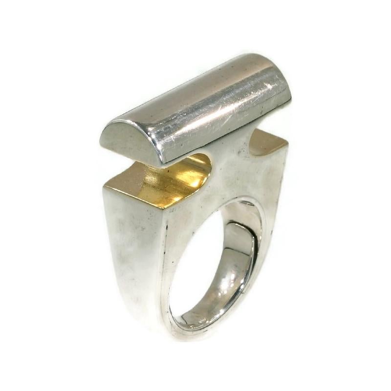 Retro Artist Jewelry Chris Steenbergen Silver and Gold Ring For Sale