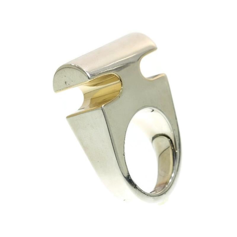 Women's or Men's Artist Jewelry Chris Steenbergen Silver and Gold Ring For Sale