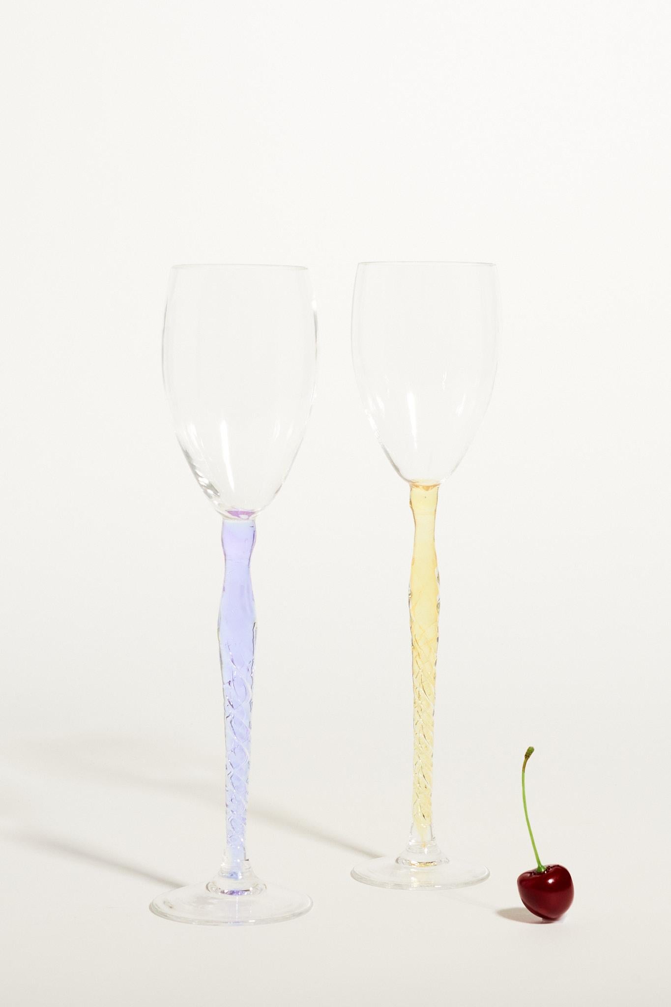 Artist Lilac and Lemon Long Stem Champagne/Wine Glasses 1