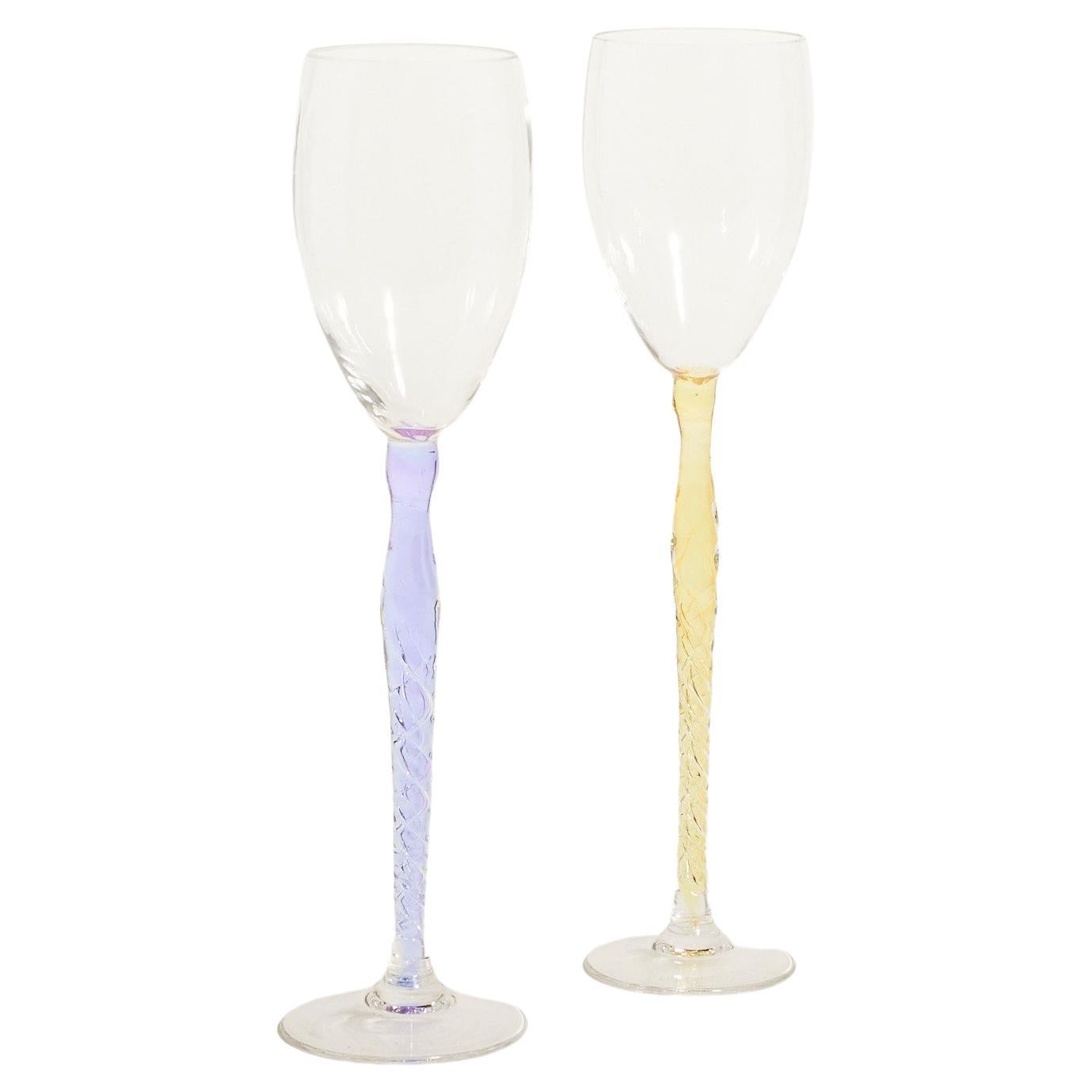 Artist Lilac and Lemon Long Stem Champagne/Wine Glasses