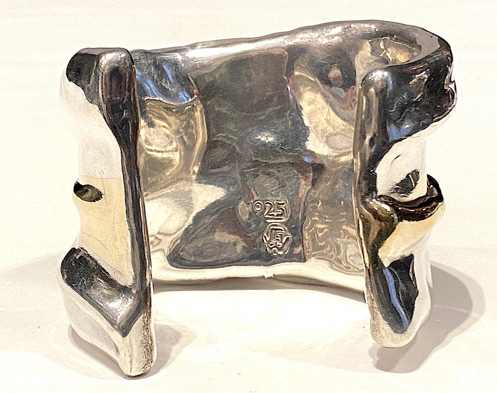 Artist Made 1980s Abstract Sterling Cuff Bracelet 6