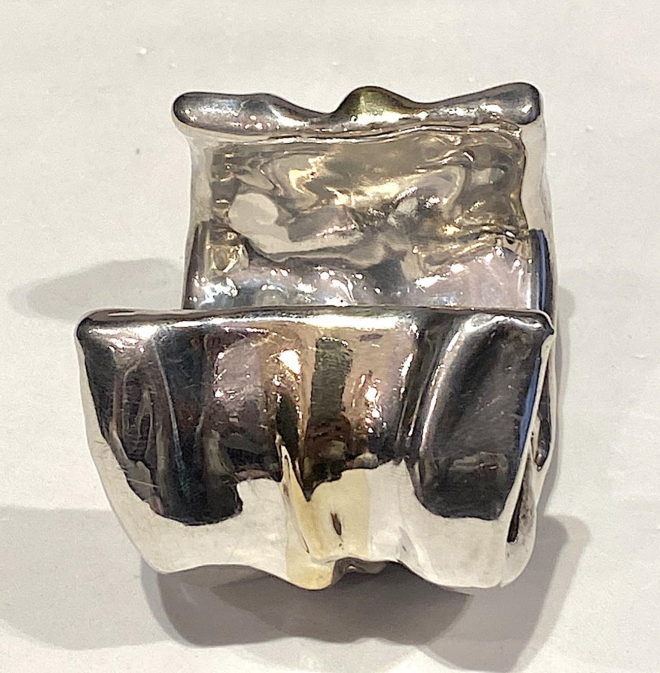 Artist Made 1980s Abstract Sterling Cuff Bracelet 7