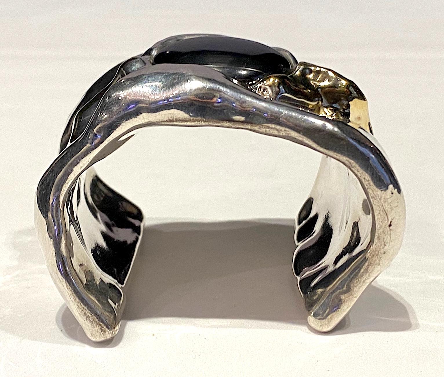 Artist Made 1980s Abstract Sterling Cuff Bracelet 9