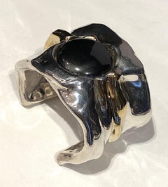 Artist Made 1980s Abstract Sterling Cuff Bracelet