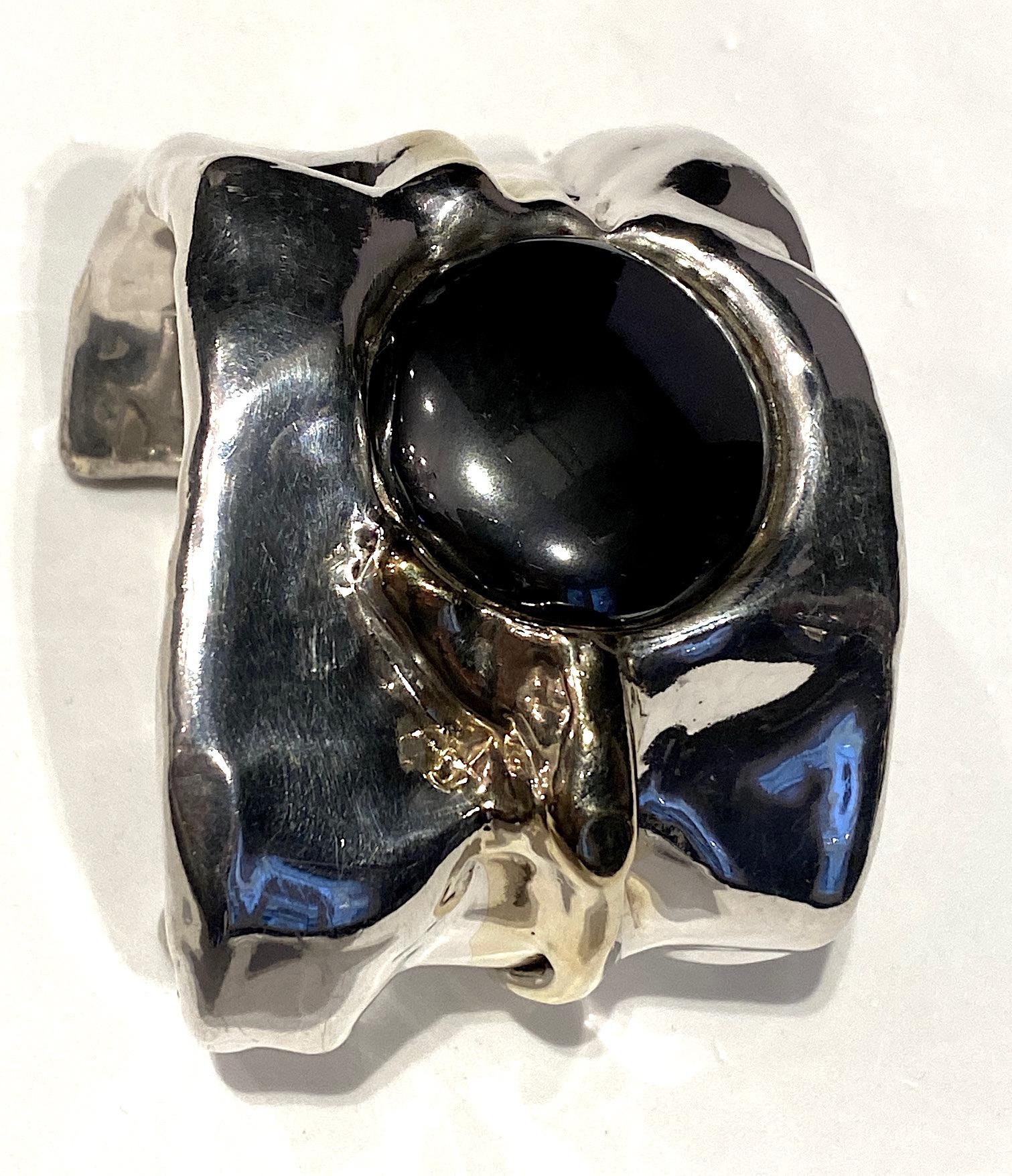 Artist Made 1980s Abstract Sterling Cuff Bracelet 2