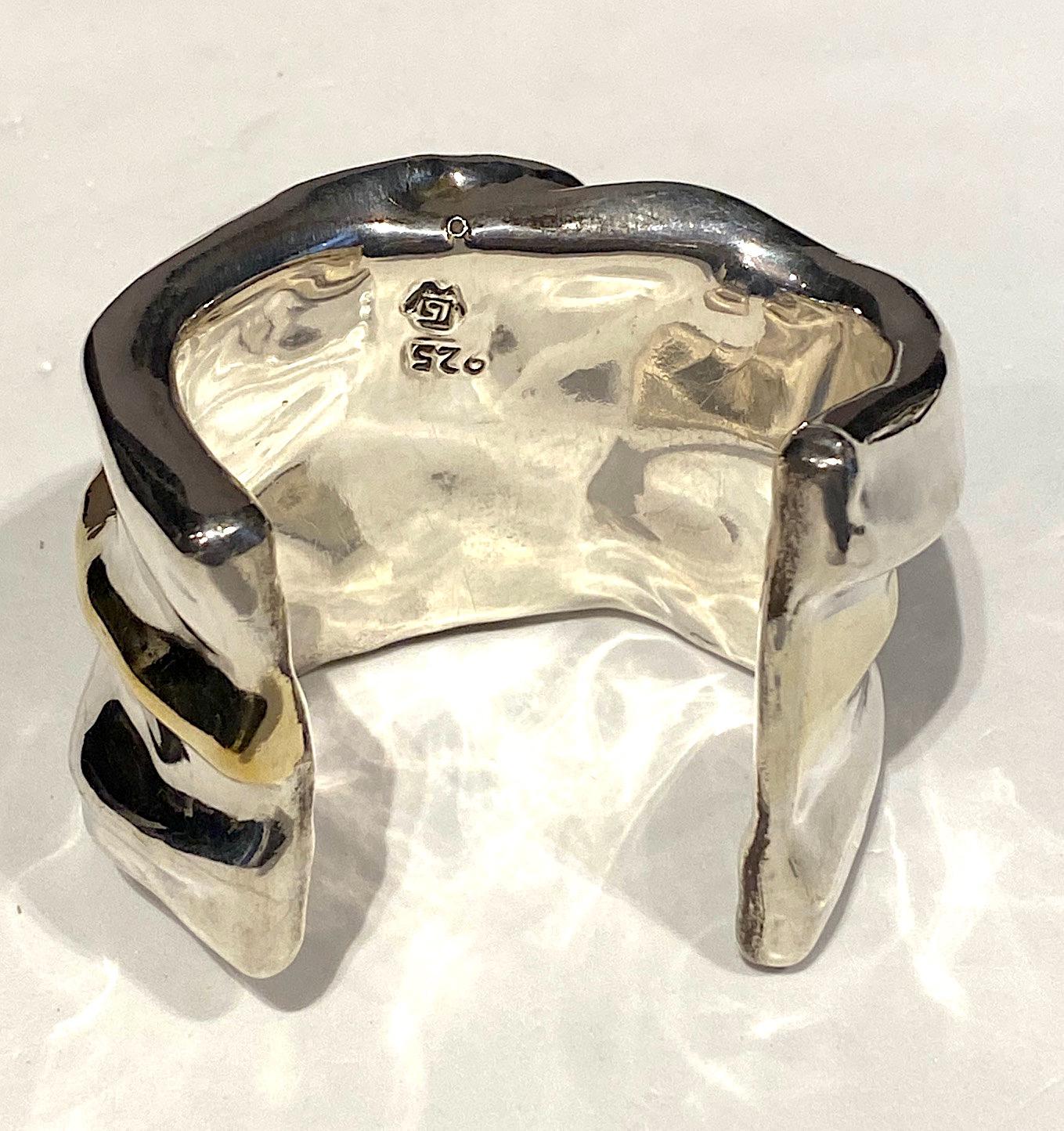 Artist Made 1980s Abstract Sterling Cuff Bracelet 3