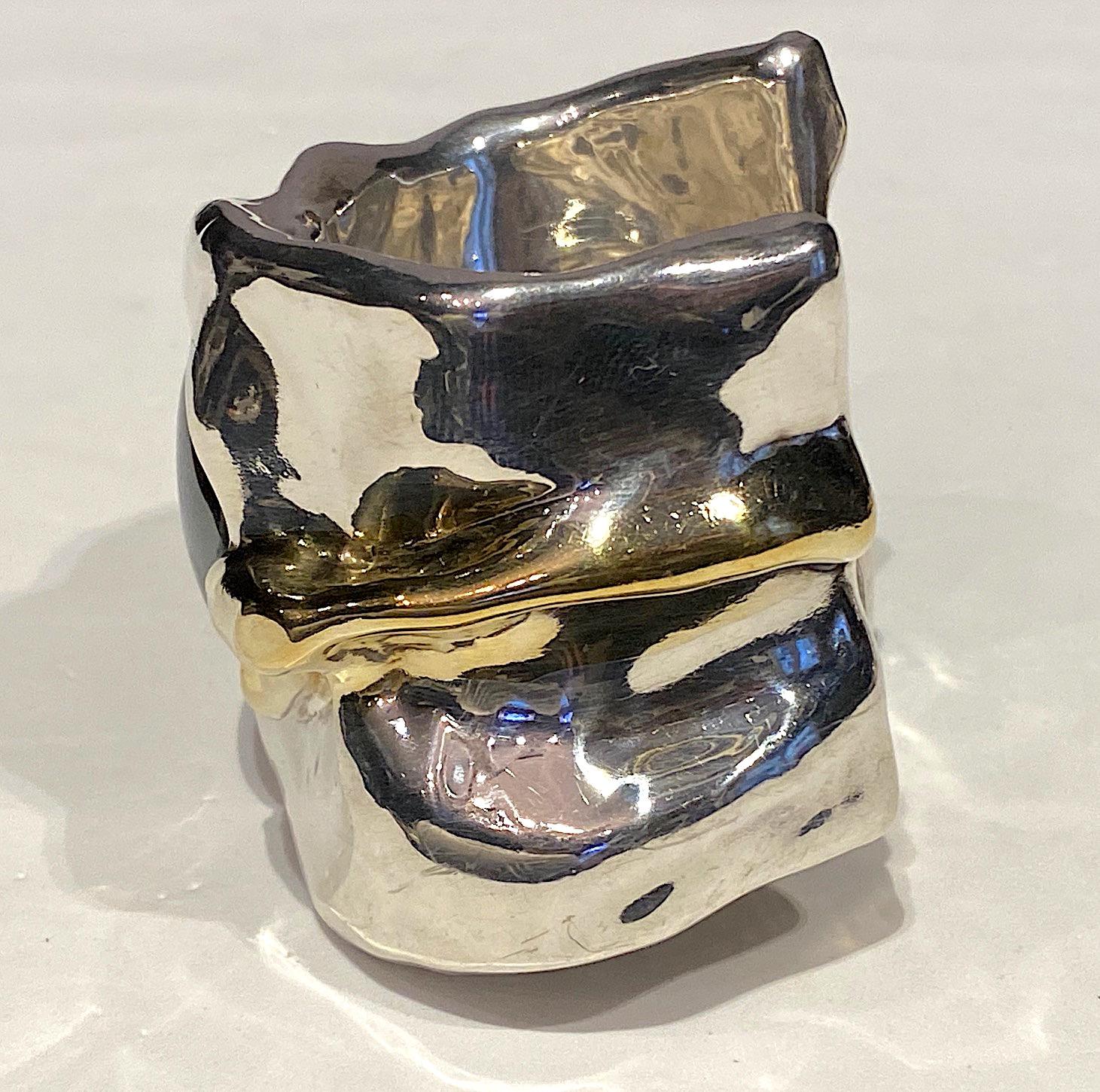 Artist Made 1980s Abstract Sterling Cuff Bracelet 4