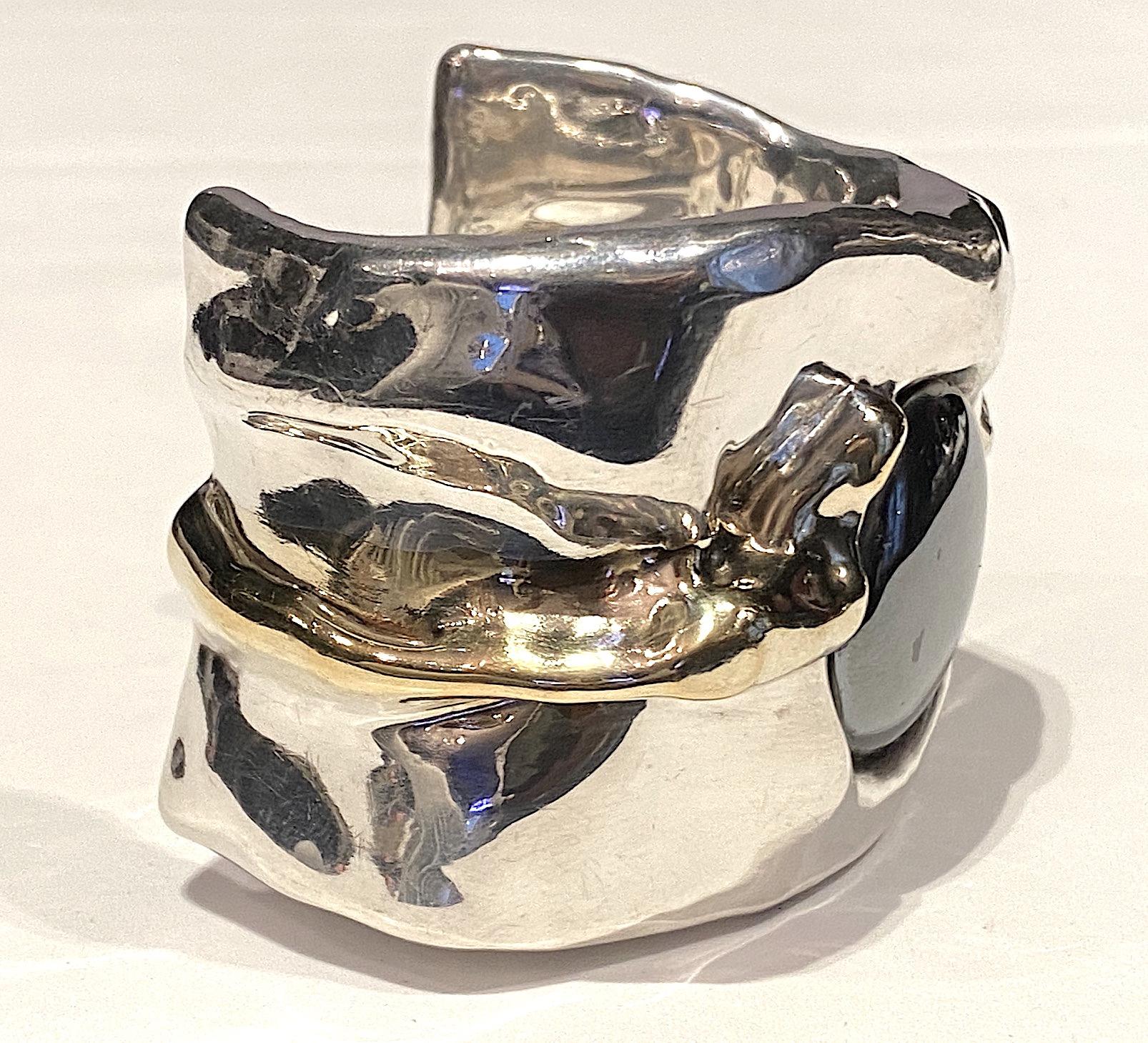 Artist Made 1980s Abstract Sterling Cuff Bracelet 5