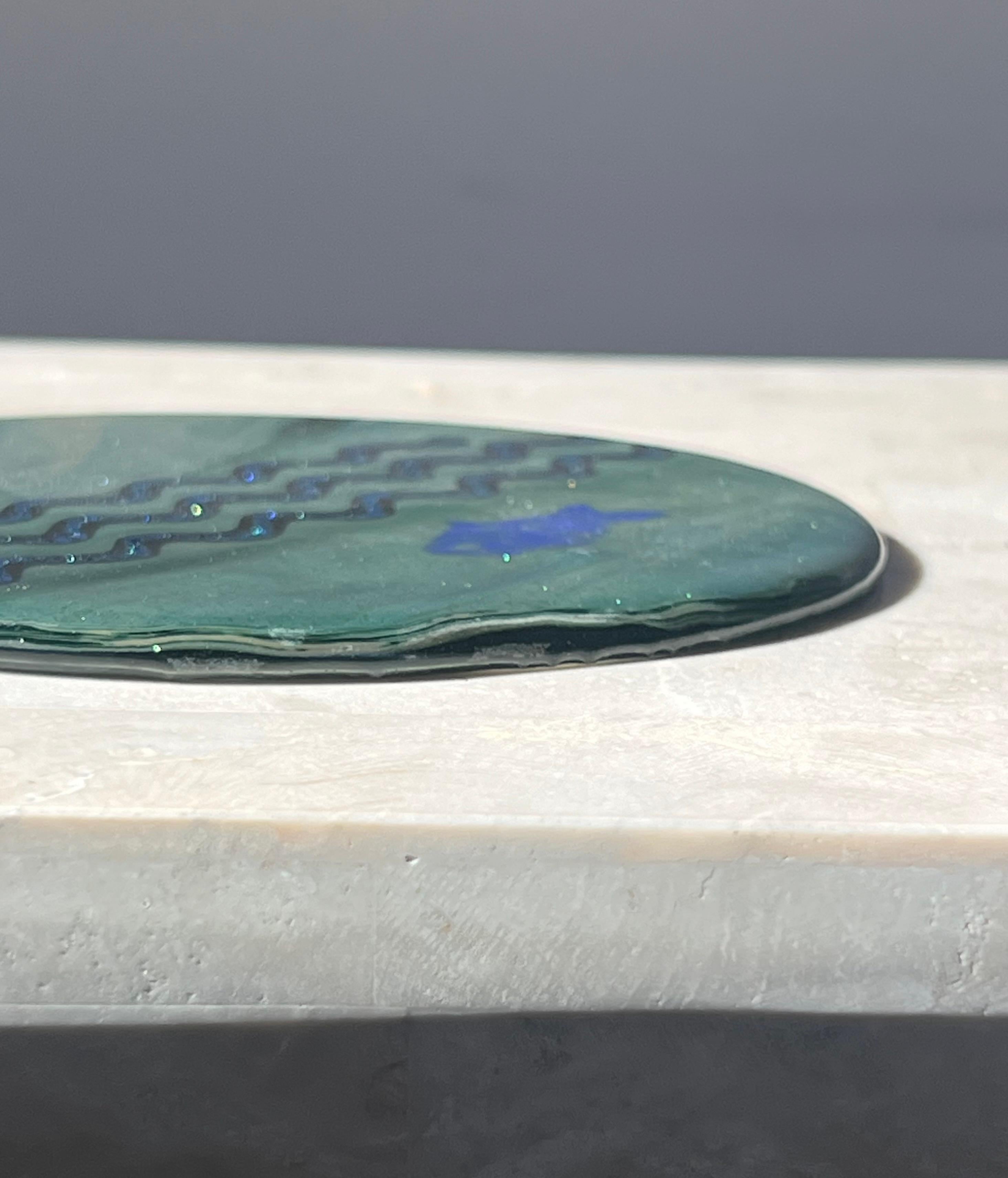 Placa de vidrio artístico con motivo de pez, siglo XX. en venta 2