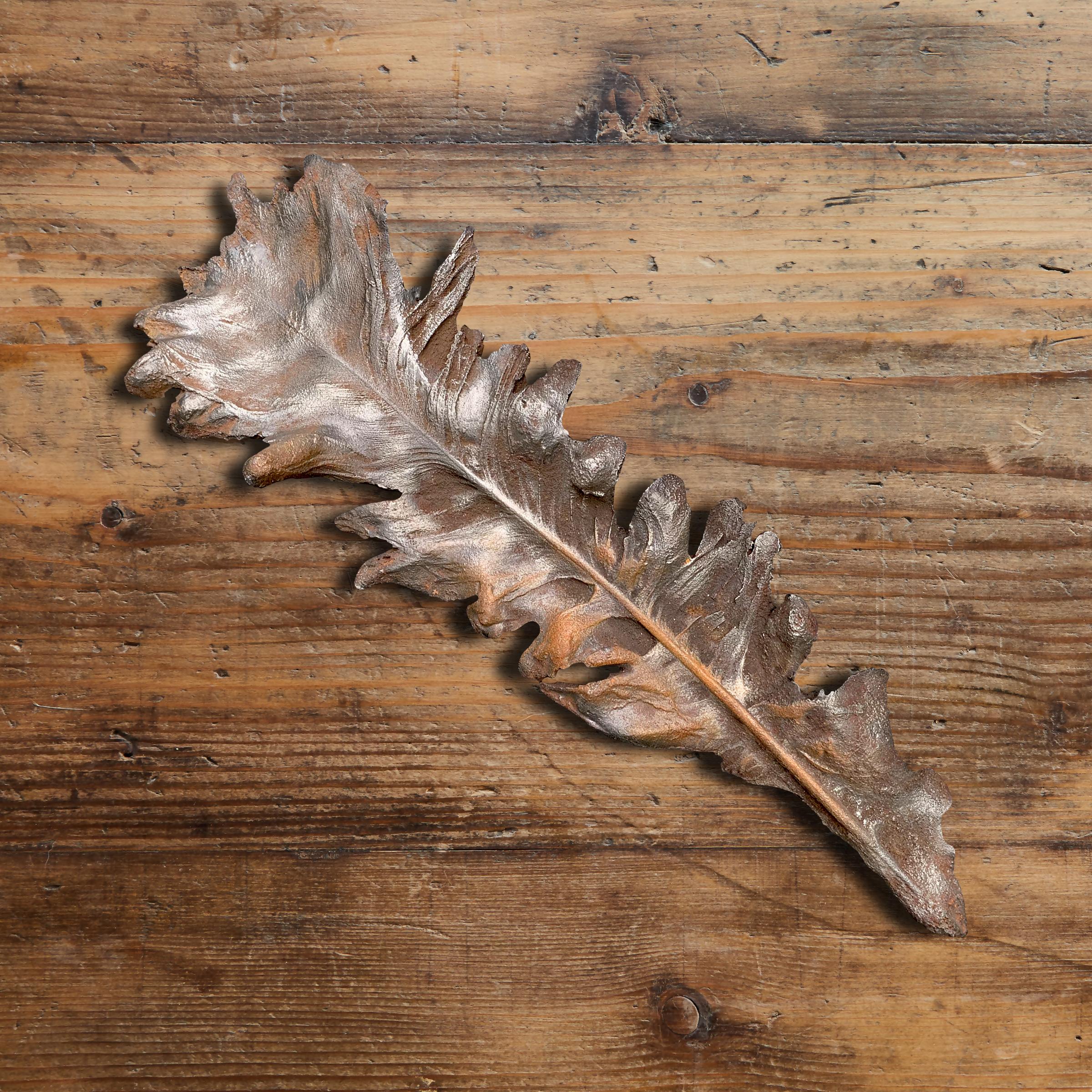 A wonderful one-of-a-kind artist-made cast iron Turkey feather with a wildly expressive form and a beautiful rusty finish.