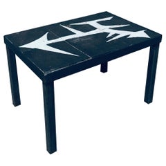 Artist Made Ceramic Tile Side Table, 1960's Belgium