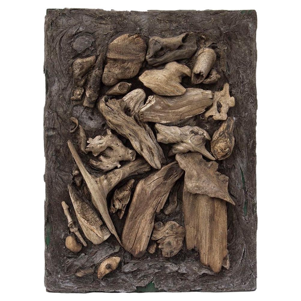 Artist-Made Driftwood Bas Relief For Sale