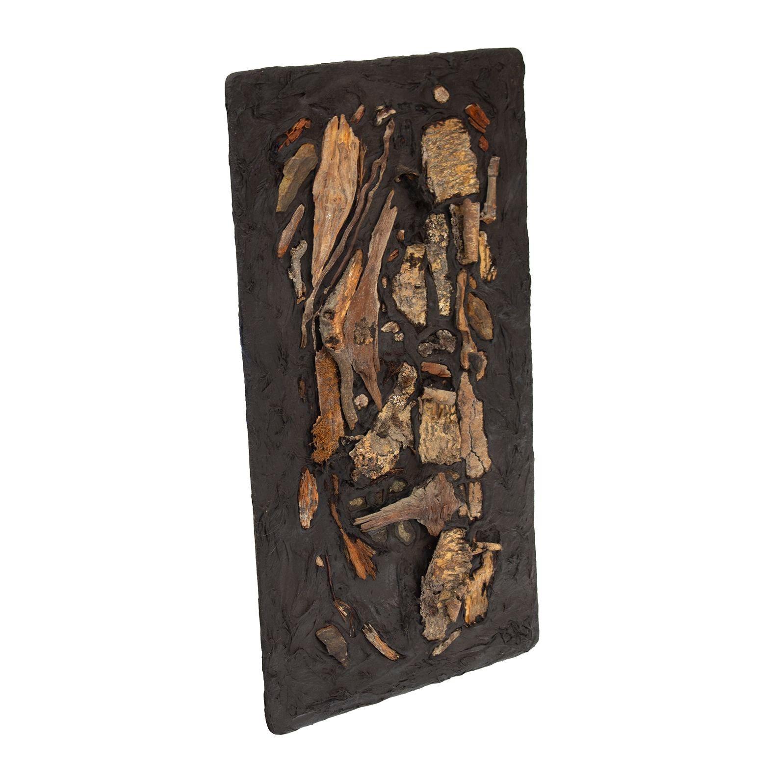 USA, 1970s
Artist-made driftwood bas relief on board. Various pieces of found driftwood form an interesting composition. Purchased from the estate of the artist on Lake Michigan. Great detail to this piece, plainly composed of pieces found while
