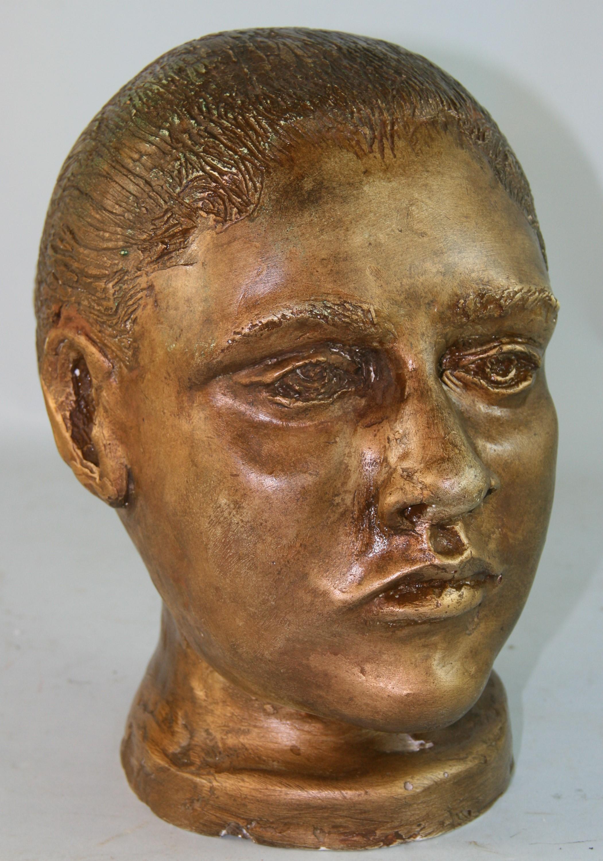 1501 Artist made  female bust with gilt darkened finish Signed E.Marso