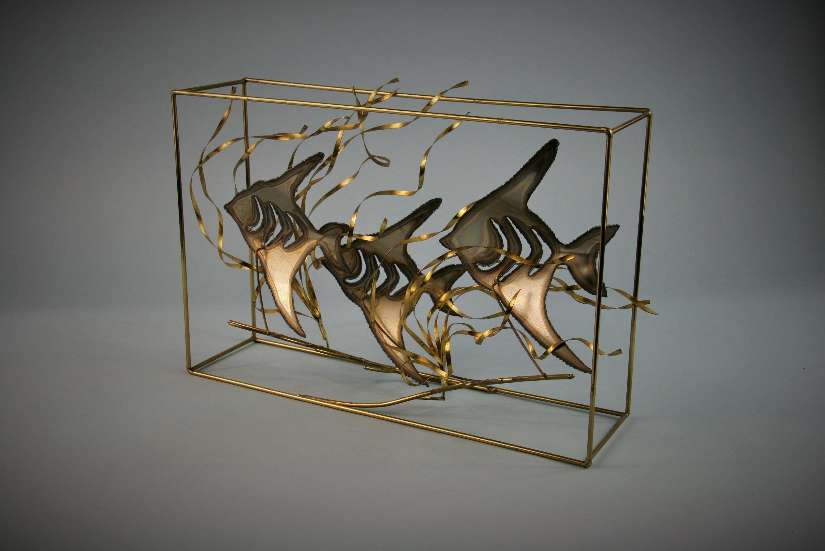 Artist Made Brass  Fish Aquarium Sculpture/Folk Art By Langton 6
