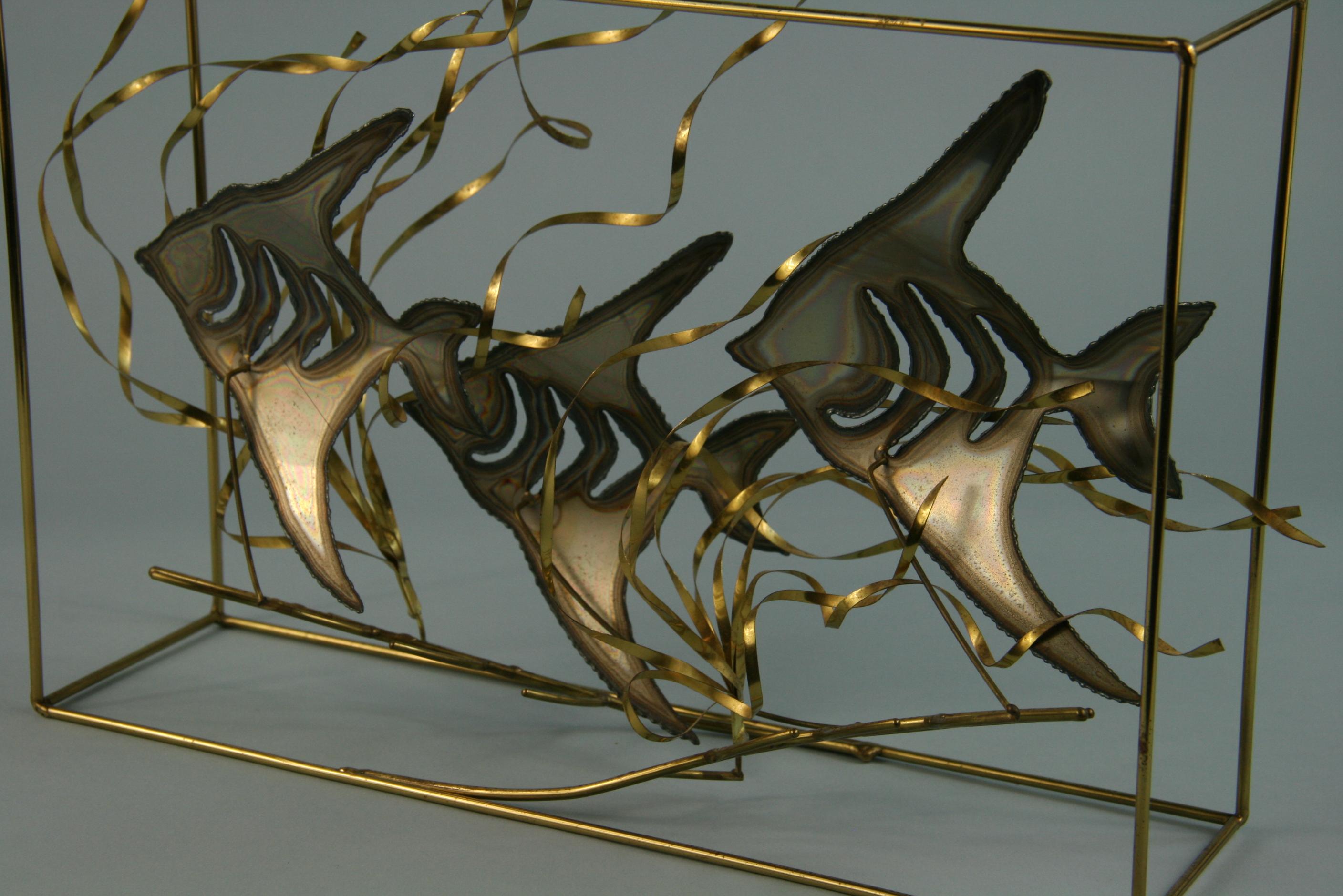 Artist Made Brass  Fish Aquarium Sculpture/Folk Art By Langton 7
