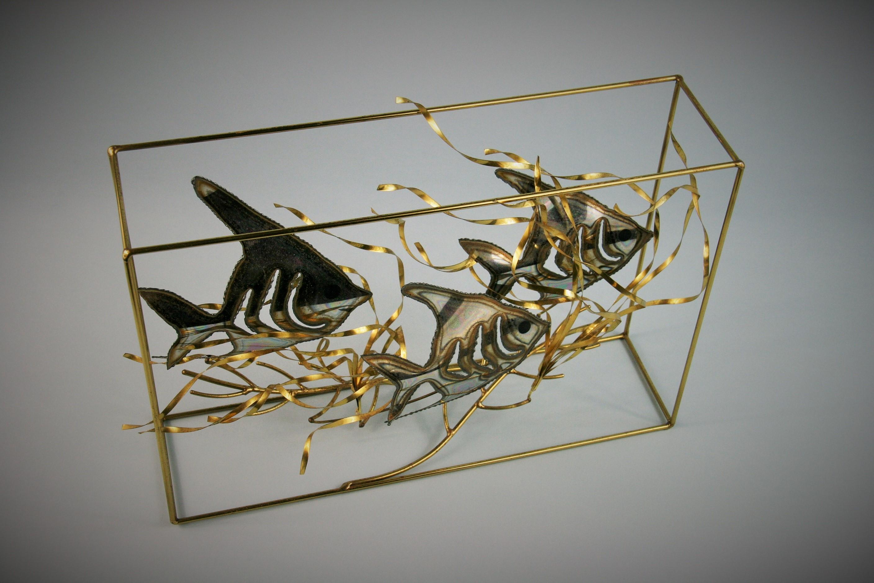 Artist Made Brass  Fish Aquarium Sculpture/Folk Art By Langton 2