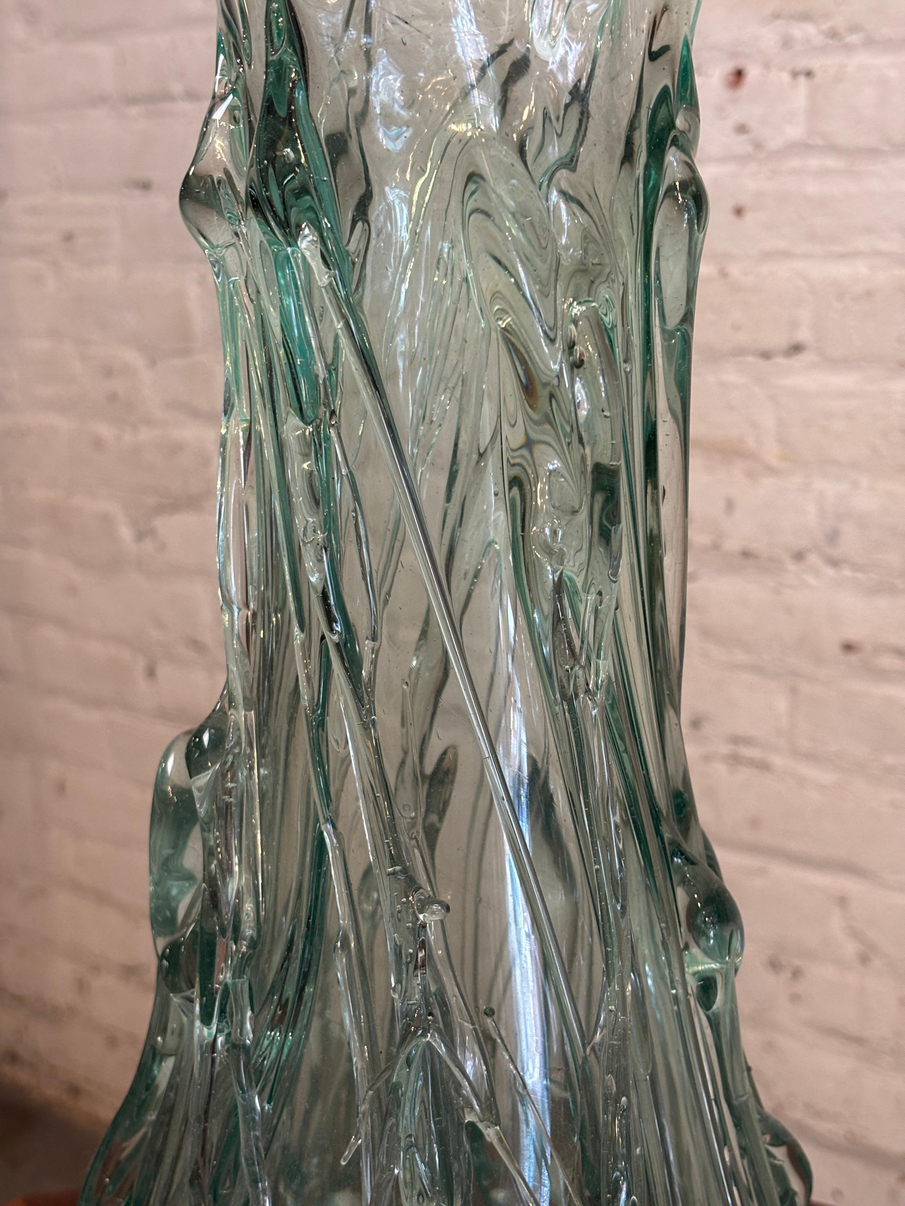 20th Century Hand Blown Coke Bottle Green Artisanal Glass Vase