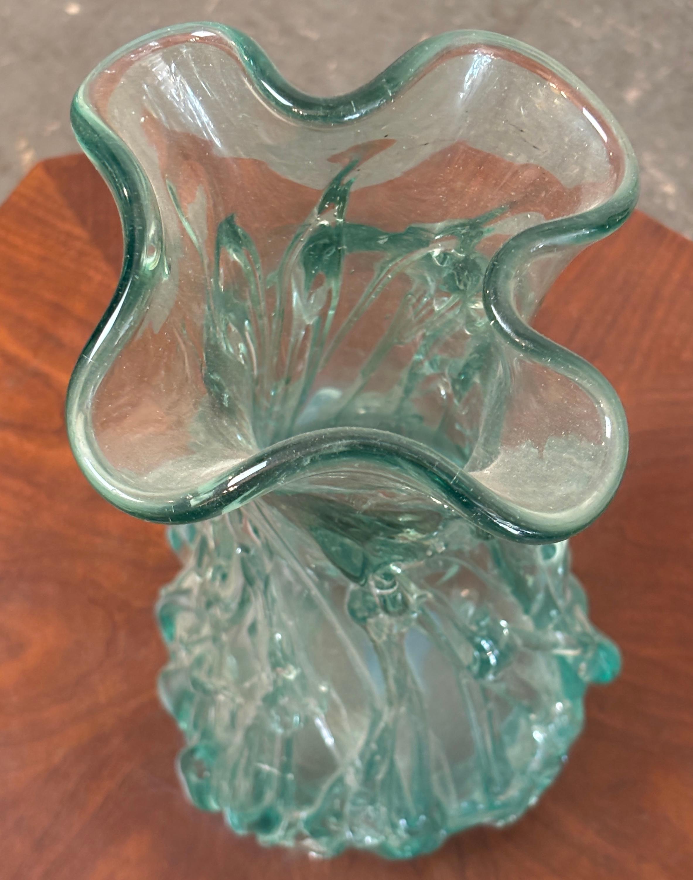 Hand Blown Coke Bottle Green Artisanal Glass Vase 1