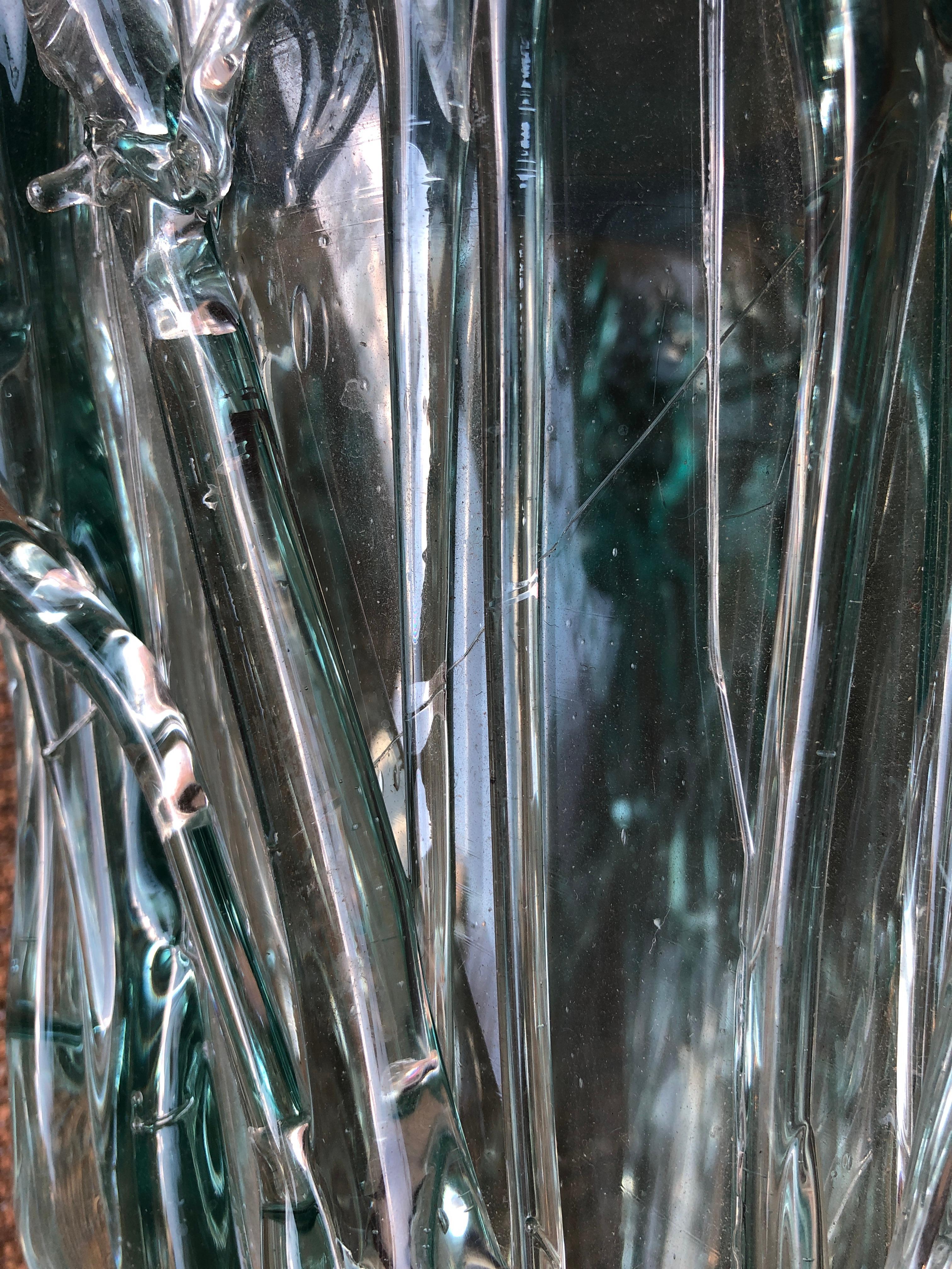 Hand Blown Coke Bottle Green Artisanal Glass Vase 3