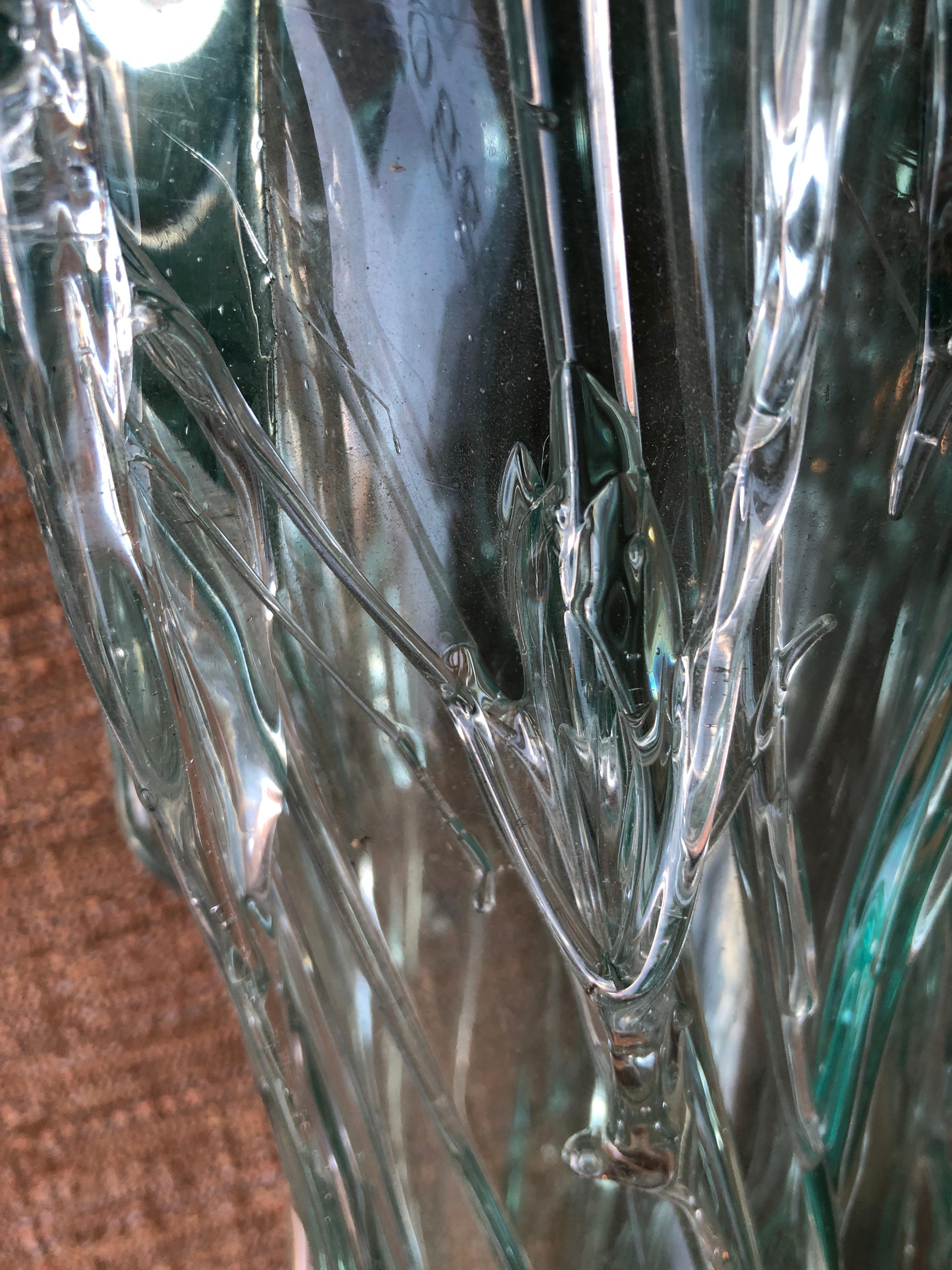 Hand Blown Coke Bottle Green Artisanal Glass Vase 4