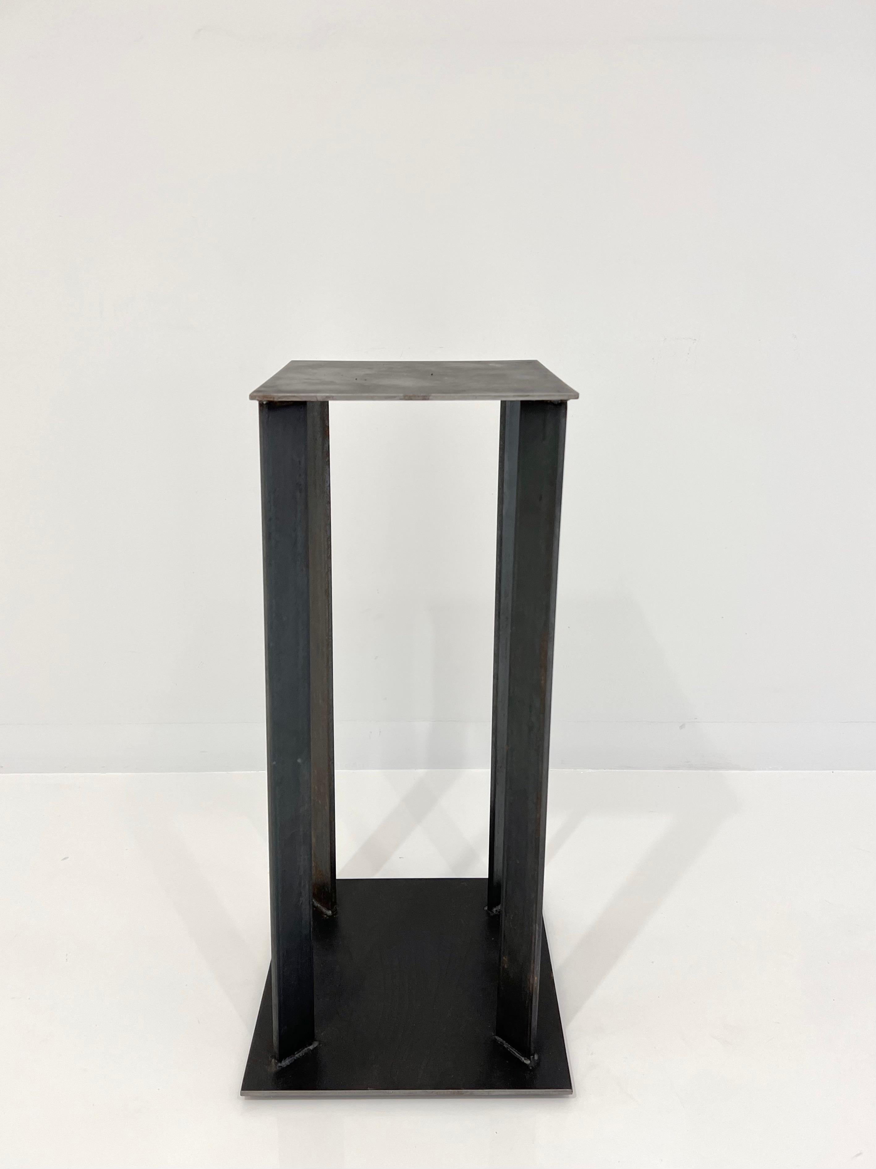 American Artist Made Industrial Steel Pedestal Stand by Robert Koch, USA, 2018 For Sale