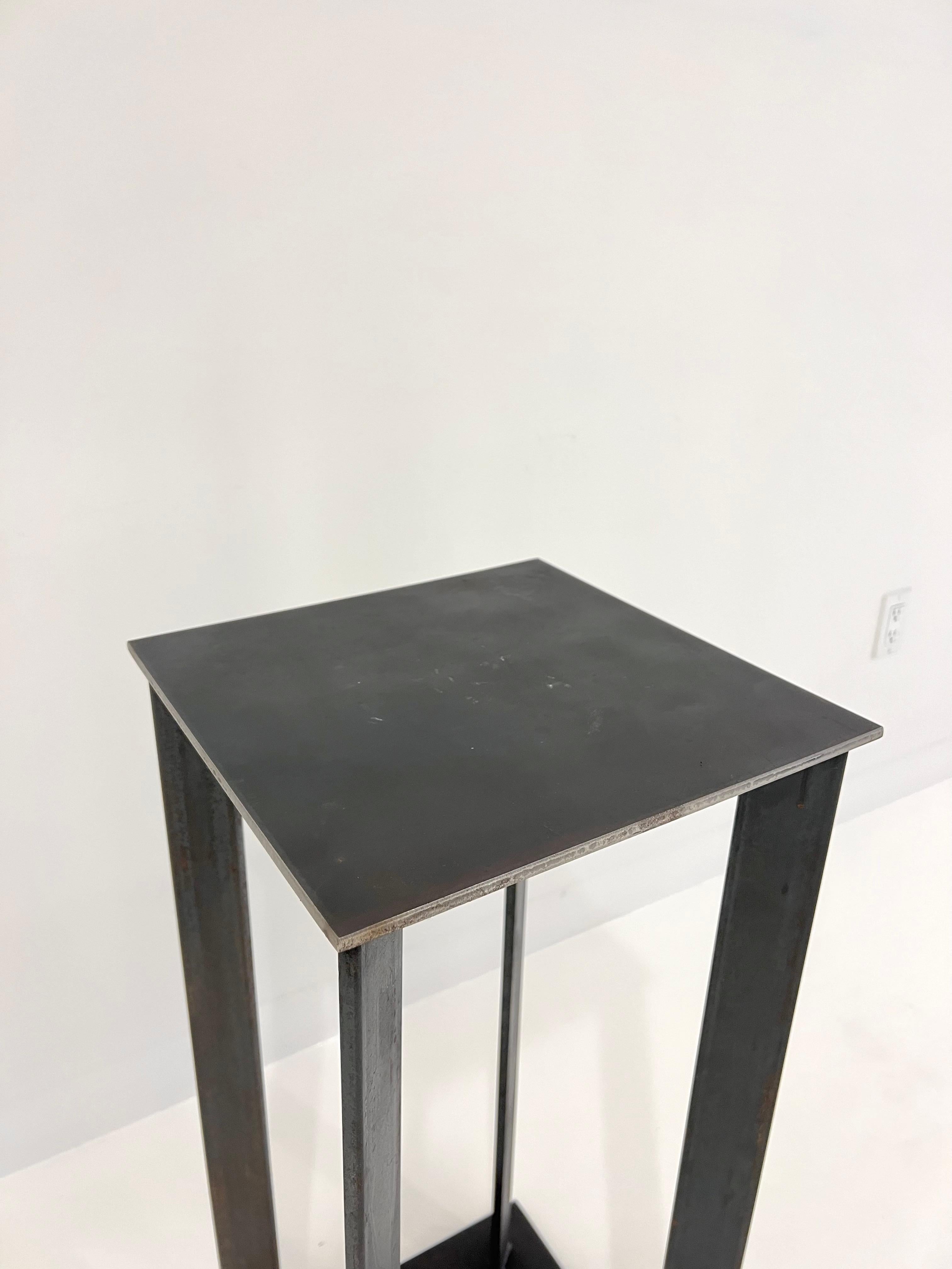 Welded Artist Made Industrial Steel Pedestal Stand by Robert Koch, USA, 2018 For Sale