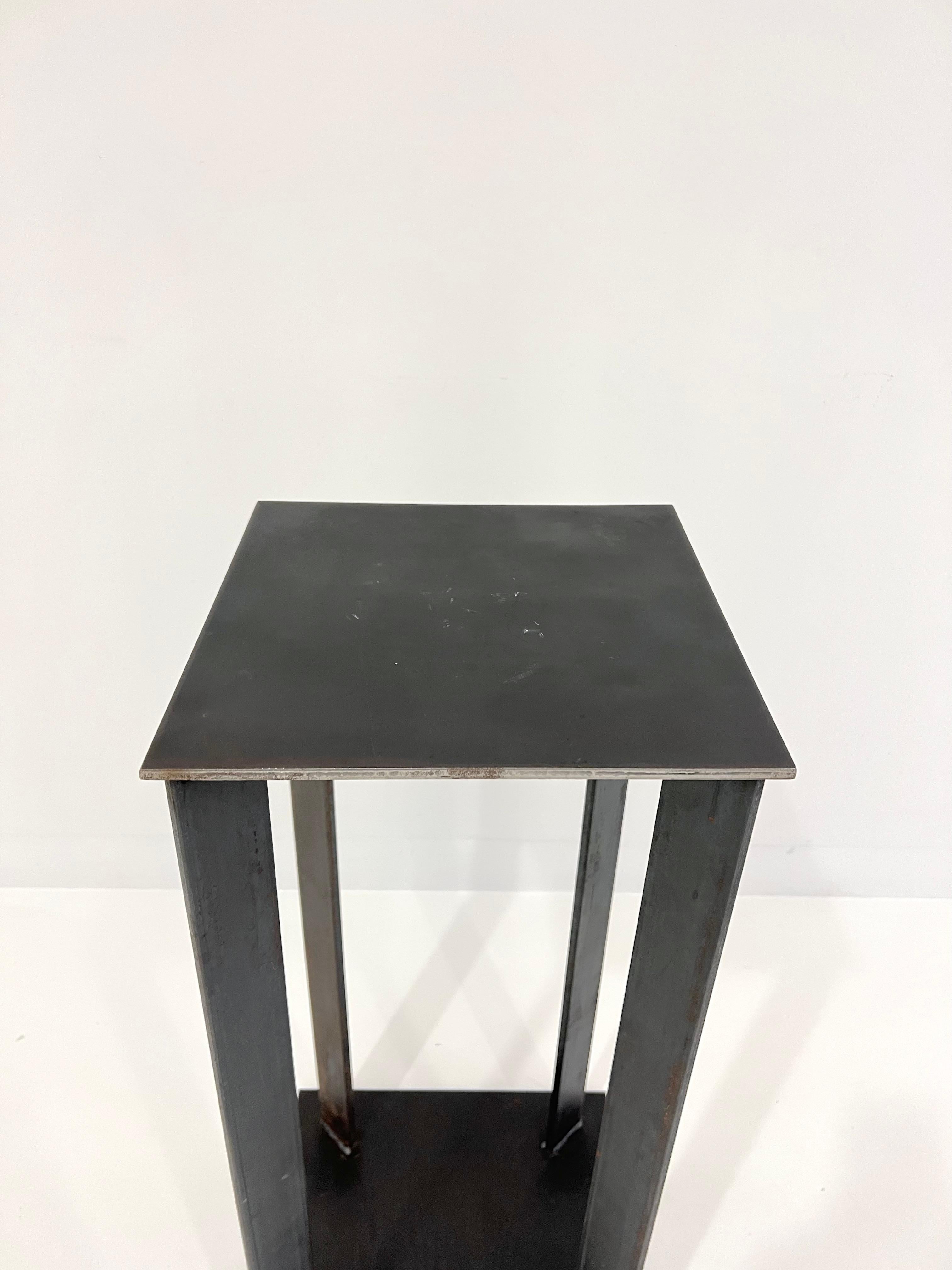 Artist Made Industrial Steel Pedestal Stand by Robert Koch, USA, 2018 In Good Condition For Sale In New York, NY