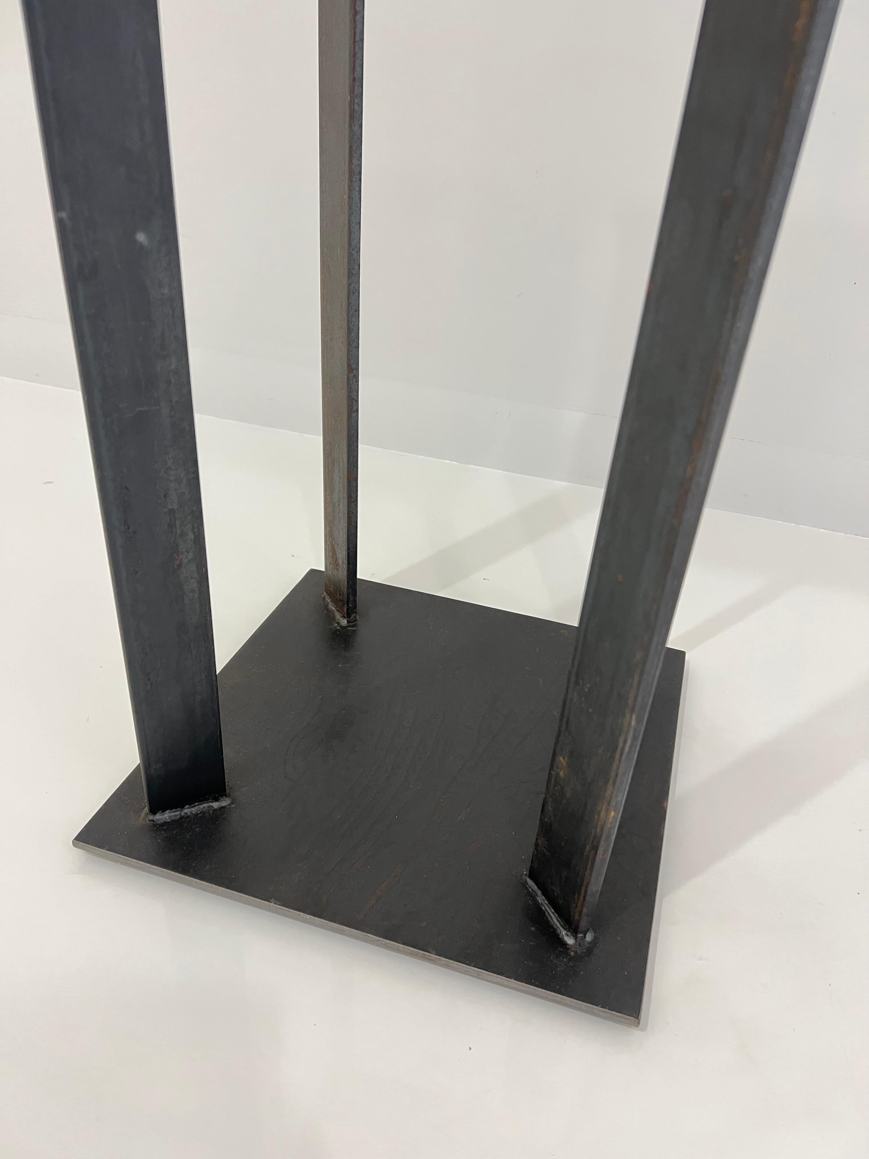 Contemporary Artist Made Industrial Steel Pedestal Stand by Robert Koch, USA, 2018 For Sale