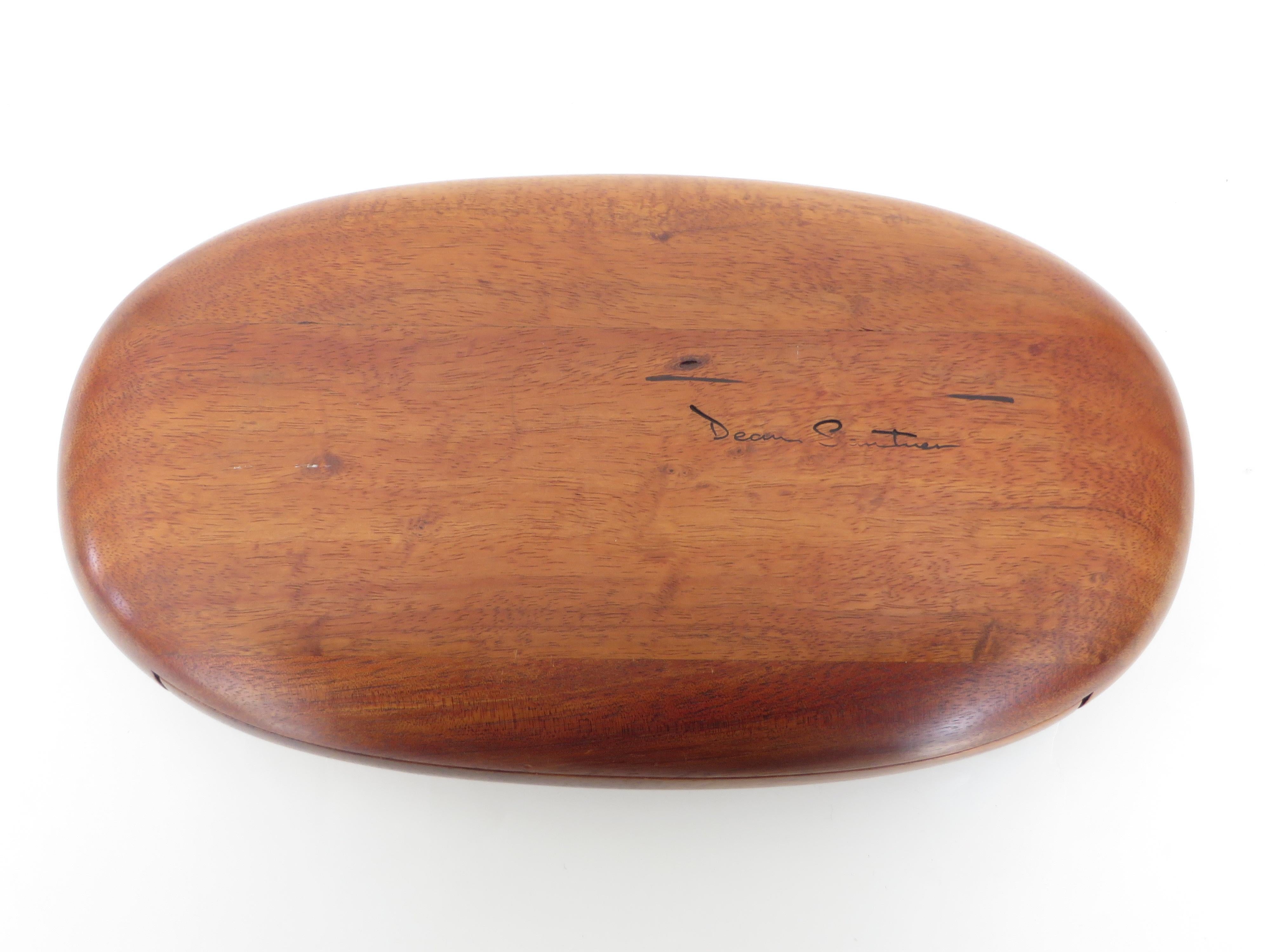 Artist Made Koa Wood Oval Jewelry Box With Velvet Lined Drawer by Dean Santner  6
