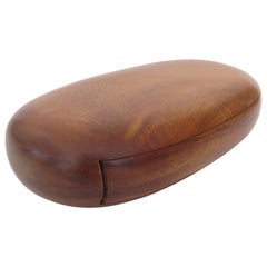 Artist Made Koa Wood Oval Jewelry Box With Velvet Lined Drawer by Dean Santner 