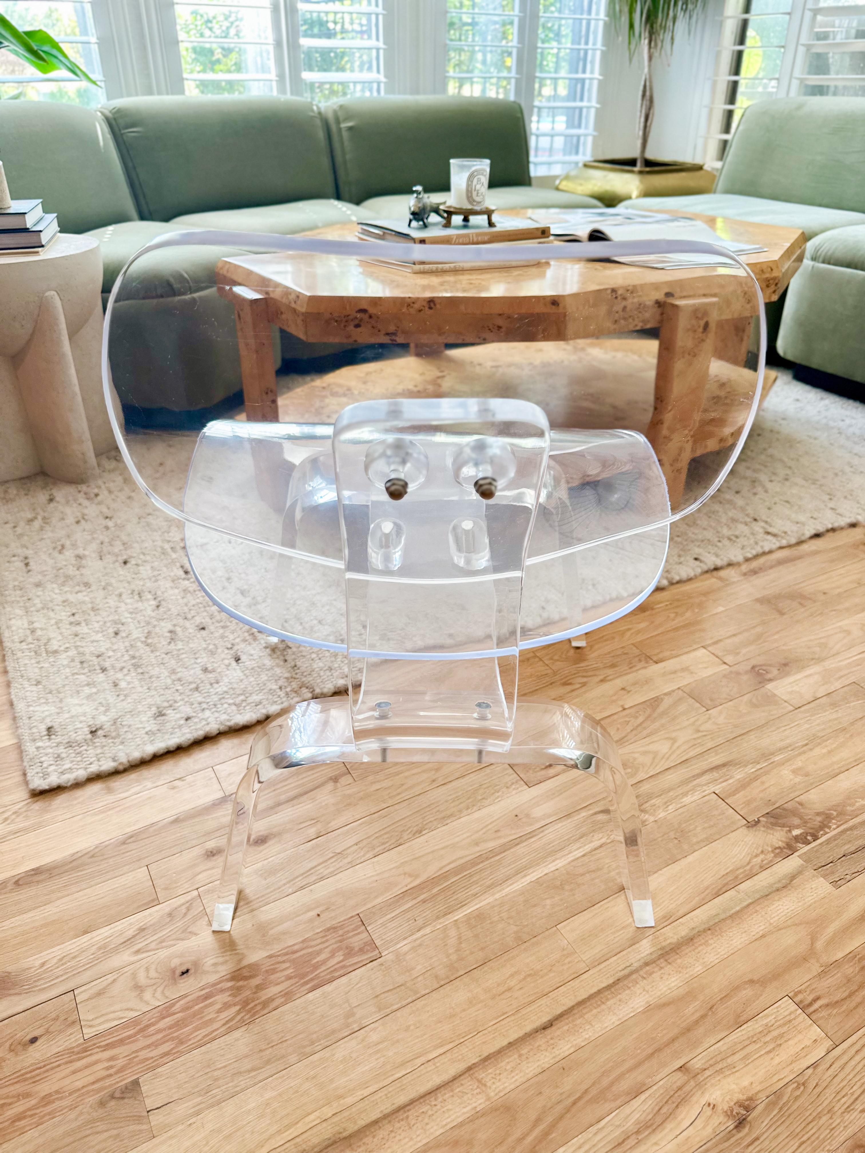 Artist-Made Lucite Lounge Chair Styled After Eames LCW In Good Condition In Houston, TX