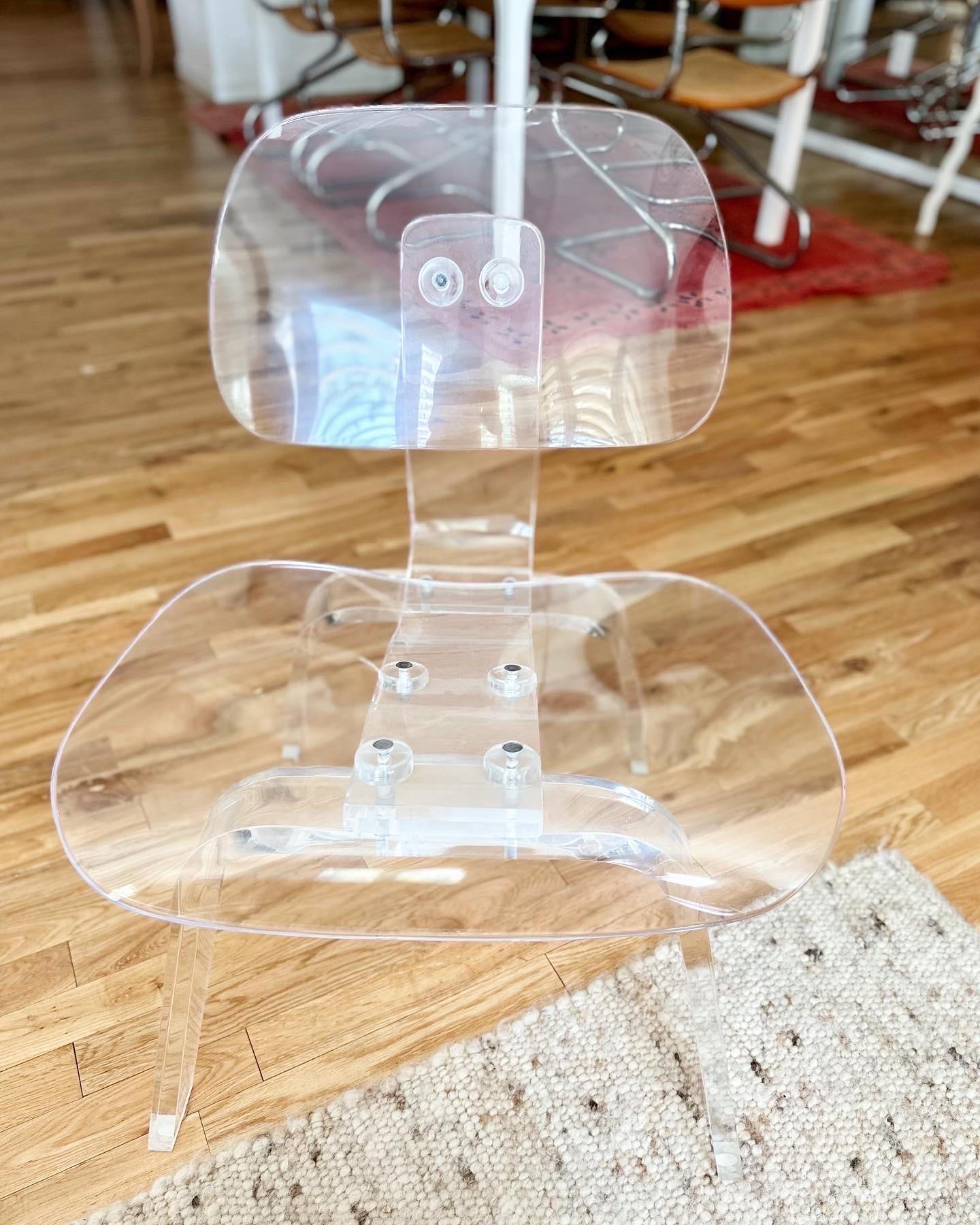 Artist-Made Lucite Lounge Chair Styled After Eames LCW 1