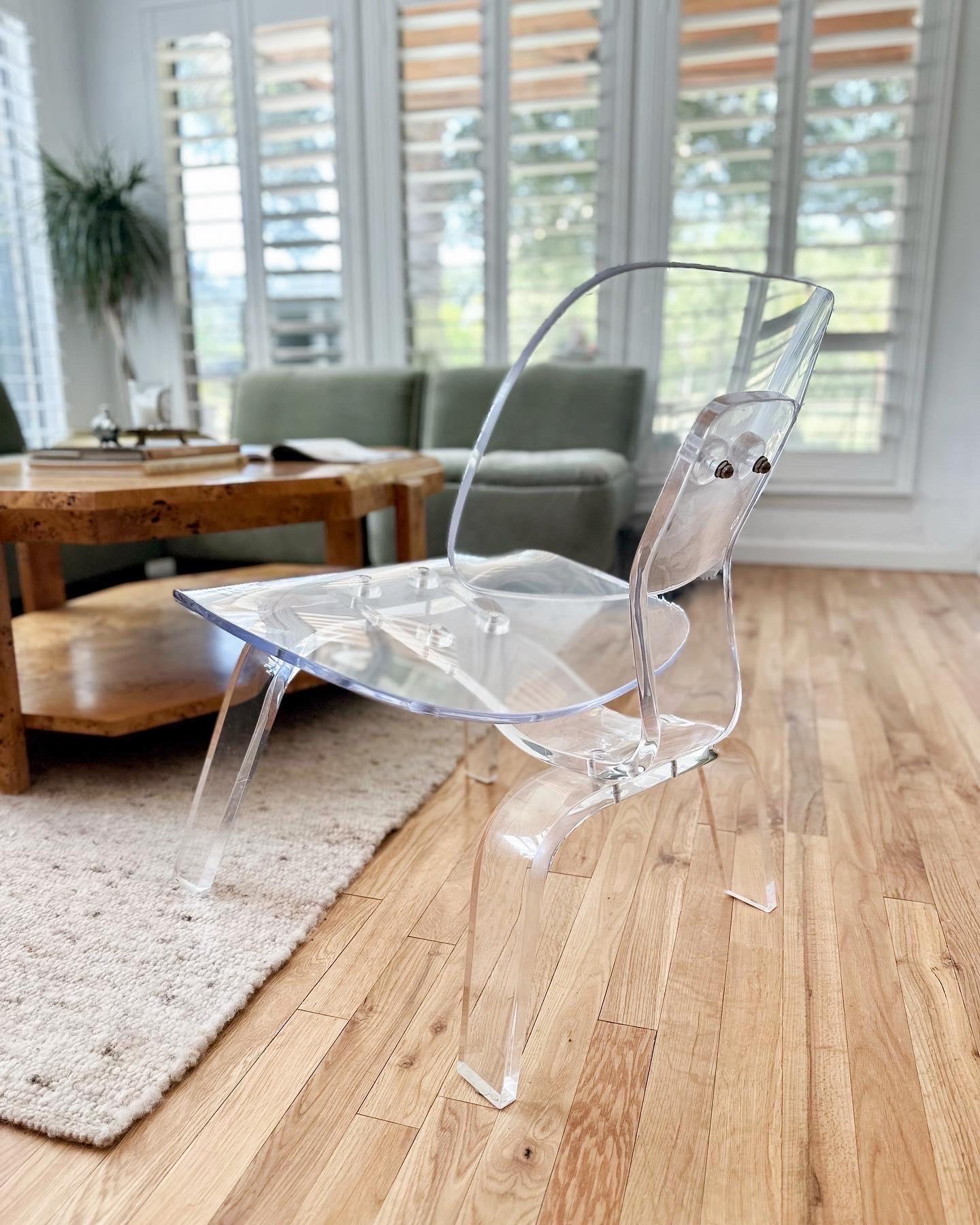 Artist-Made Lucite Lounge Chair Styled After Eames LCW 2