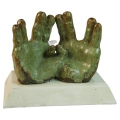 ArtisticsPaire de mains  Menorah /Sculpture Porte 9 bougies en céramique émaillée