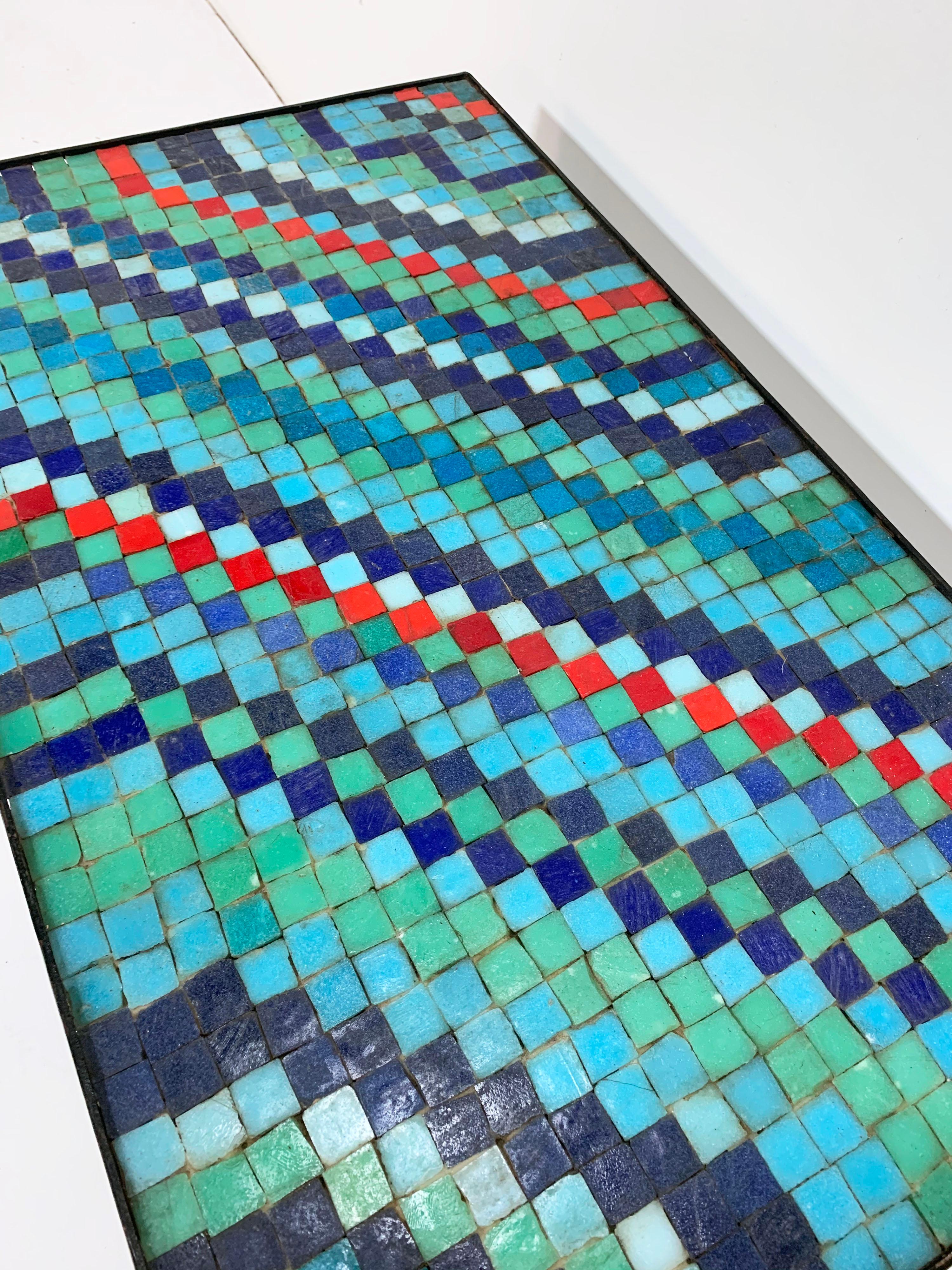 Mid-Century Modern Artist Made Murano Glass Tile Mosaic Coffee Table, circa 1970s For Sale