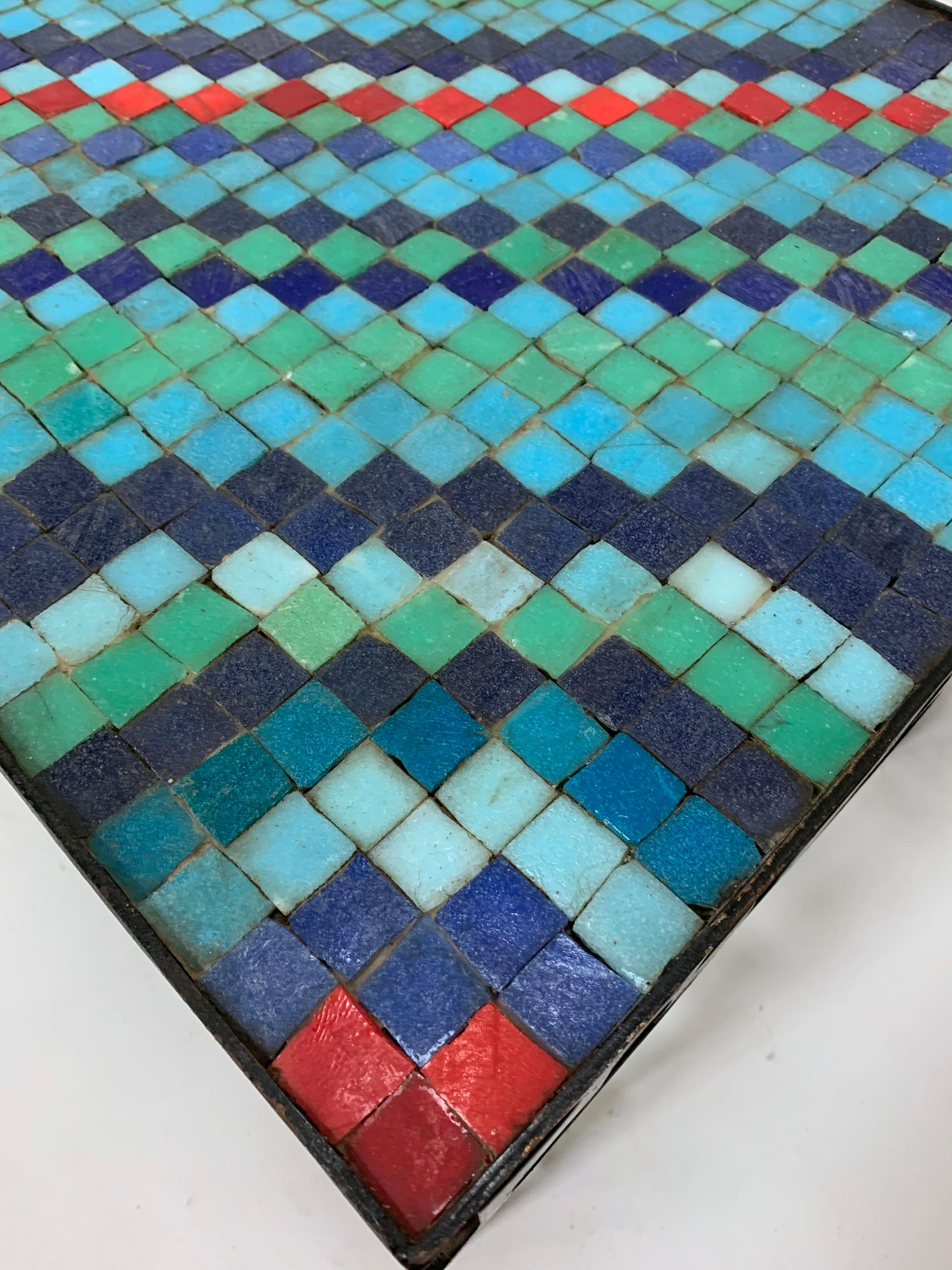 Artist Made Murano Glass Tile Mosaic Coffee Table, circa 1970s In Good Condition For Sale In Peabody, MA