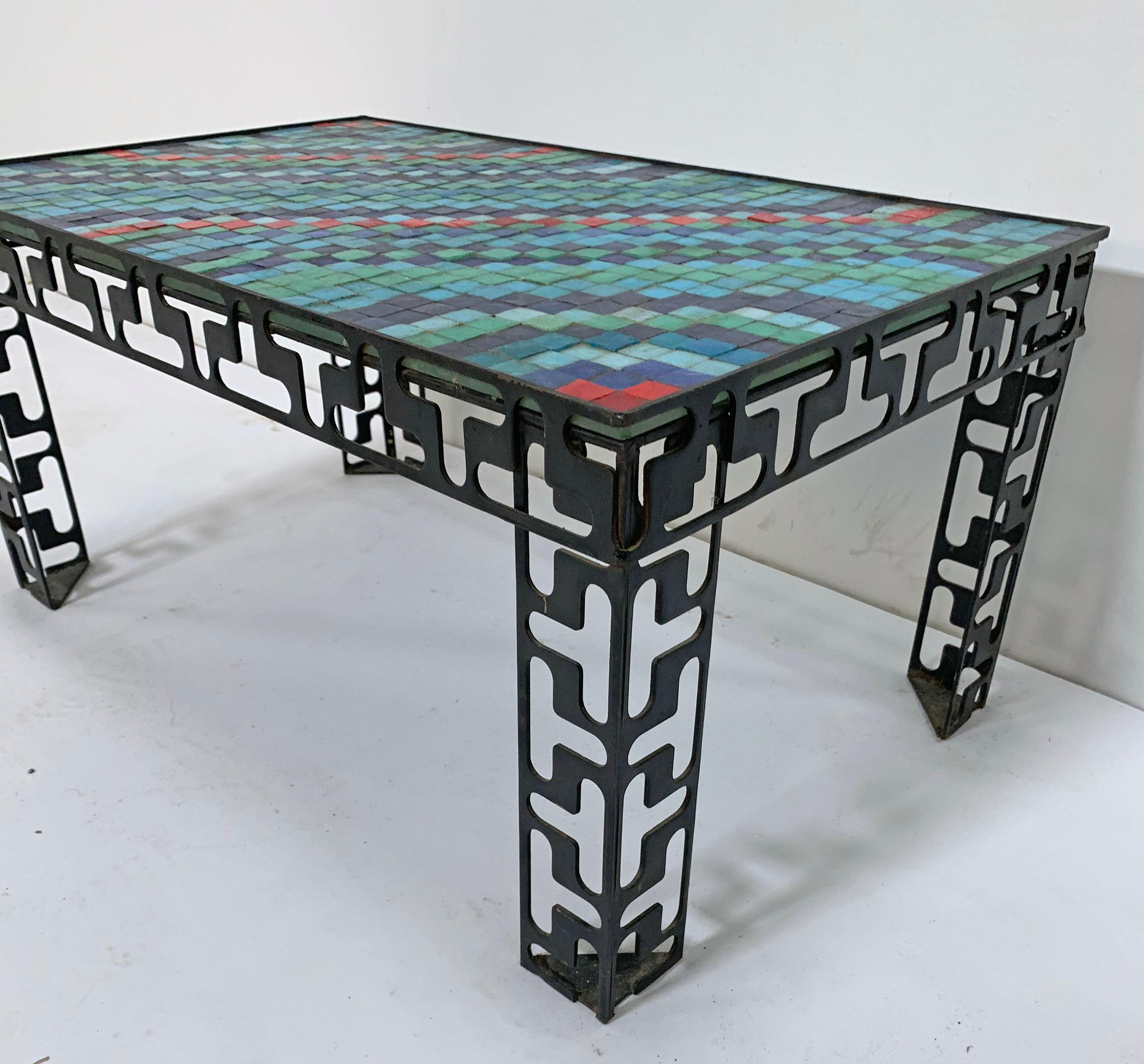 Late 20th Century Artist Made Murano Glass Tile Mosaic Coffee Table, circa 1970s For Sale