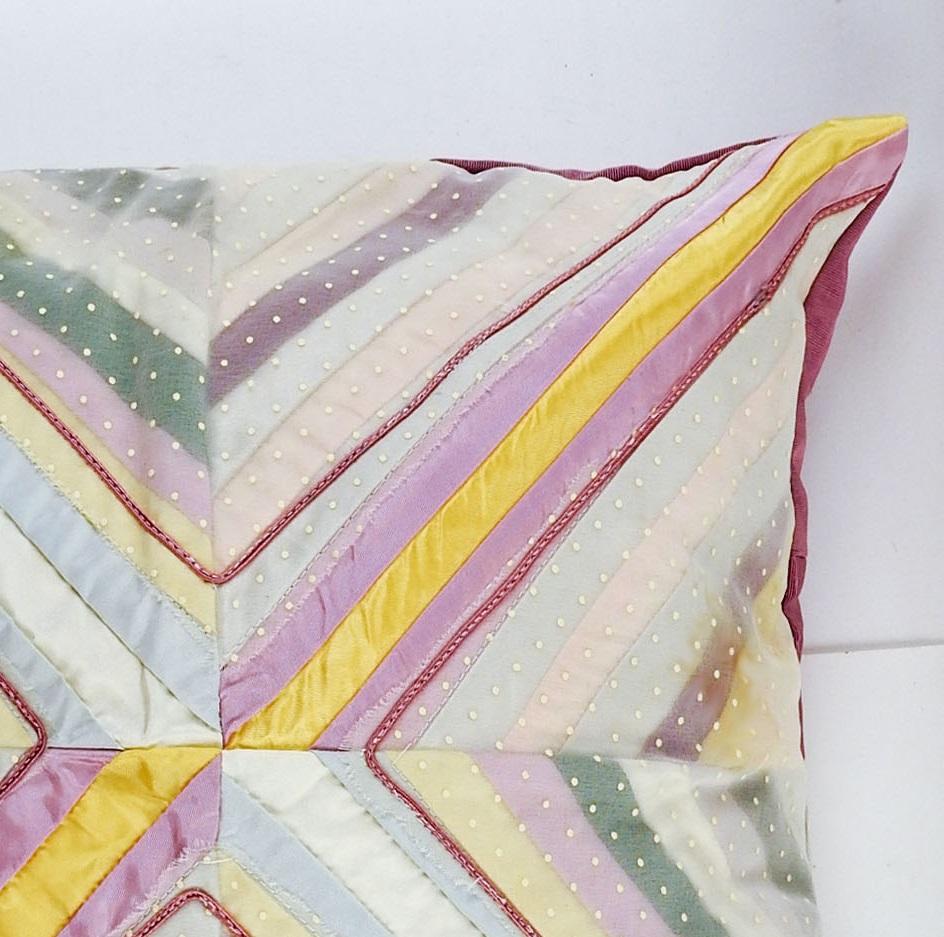 Country Artist Made Pastels Pieced Textile Pillow For Sale