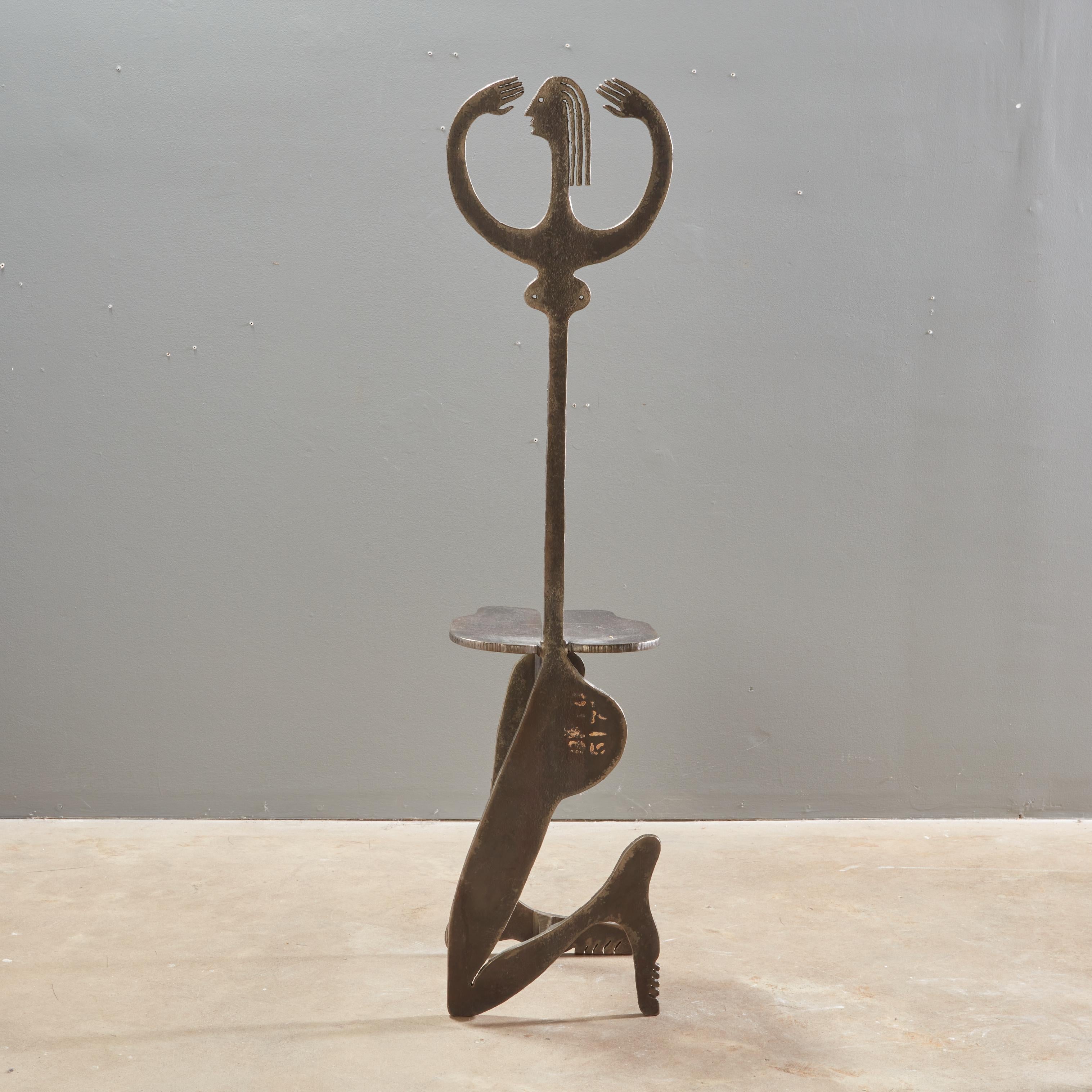 Artist Made Sculptural Figural Torch Cut Steel Chair Albert Leon Wilson For Sale 1